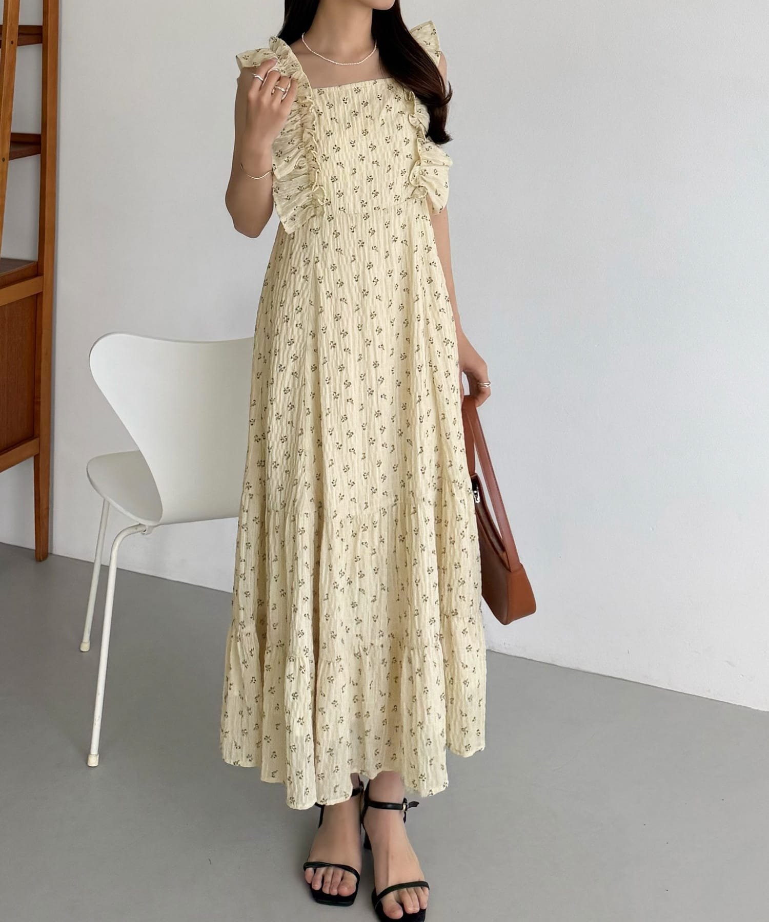 【ジュノア/JUNOAH】のcallautia フラワープリントフリルワンピース【一部ペチスカートset】 インテリア・キッズ・メンズ・レディースファッション・服の通販 founy(ファウニー) 　ファッション　Fashion　レディースファッション　Fashion for Women　スカート　Skirts　ウォッシュ　Washed Finish　タンブラー　Tumbler, Travel Mug　ダメージ　Distressed, Destroyed　ネップ　Nepp, Slub Yarn　プリント　Print, Printed Pattern　おすすめ　Recommended / Our Picks　アイボリー|ID: prp329100004976502 ipo3291000000037302051