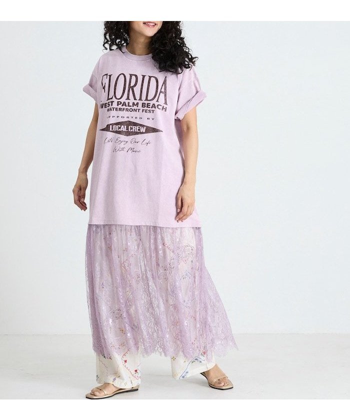 【フリークスストア/FREAK'S STORE】のTシャツ レースドッキング ワンピース インテリア・キッズ・メンズ・レディースファッション・服の通販 founy(ファウニー) 　ファッション　Fashion　レディースファッション　Fashion for Women　ワンピース　Dresses　コレクション　Collection, Seasonal Line　スラックス　Slacks, Dress Pants　スリット　Slit, Slit Detail　デニム　Denim, Jeans Material　ドッキング　Docking, Mixed Material　バランス　Balance, Style Balance　ミックス　Mix, Mixed Style　メンズ　Men's, Menswear　リメイク　Remake, Reconstructed　リラックス　Relax, Relaxed Fit　レース　Lace, Lace Fabric　S/S・春夏　SS, Spring/Summer, Warm Season　再入荷　Restock / Back in Stock　おすすめ　Recommended / Our Picks　夏　Summer　2026年　2026　2026春夏・S/S　Spring/Summer 2026 SS26　ラベンダー|ID: prp329100004976514 ipo3291000000037302088