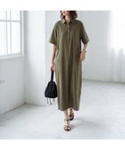 【スタイルデリ/STYLE DELI】の薄手でシックなしなやか5分袖シャツワンピース カーキ|ID: prp329100004976515 ipo3291000000037361030