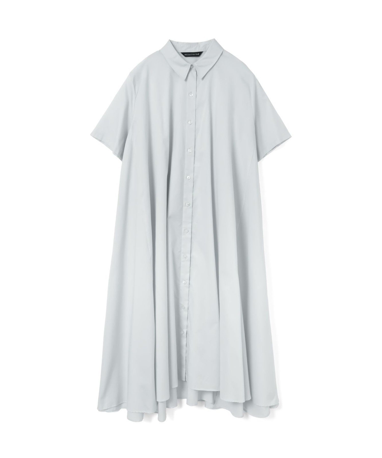 【マーコート/MARcourt】のmizuiro ind ハーフスリーブフレアシャツワンピース インテリア・キッズ・メンズ・レディースファッション・服の通販 founy(ファウニー) 　ファッション　Fashion　レディースファッション　Fashion for Women　ワンピース　Dresses　シャツワンピース / 1枚で着映えコーデ　Shirt Dresses　フレア　Flare, Flared　ボトム　Bottoms, Lower Wear　ポケット　Pocket, Pocket Detail　レギュラー　Regular, Standard Fit　エレガント 上品　Elegant　定番　Standard, Basic Item　無地　Plain, Solid Color　ライトグレー|ID: prp329100004976522 ipo3291000000037302116