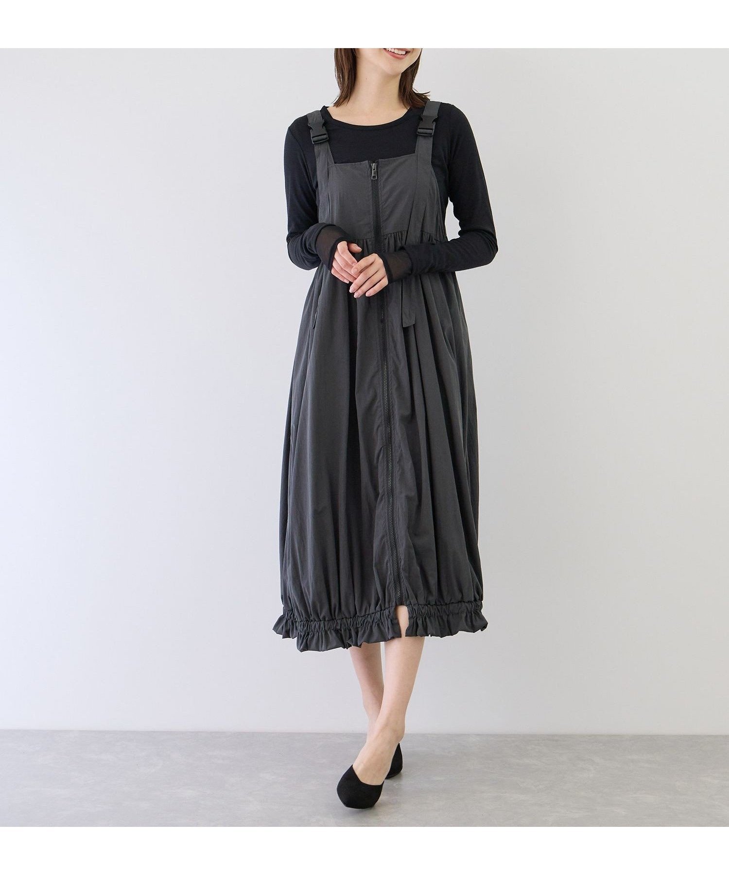 【ジャイロ/JAYRO】の裾バルーンジャンスカ インテリア・キッズ・メンズ・レディースファッション・服の通販 founy(ファウニー) 　ファッション　Fashion　レディースファッション　Fashion for Women　インナー　Innerwear　カットソー　Cut and Sewn Top　コンパクト　Compact, Small Size　サンダル　Sandals, Summer Shoes　ショート　Short, Short Length　シンプル　Simple, Minimal　スポーティ　Sporty, Casual Athletic　バルーン　Balloon, Balloon Silhouette　フォルム　Silhouette, Form　フラット　Flat, Flat Shoes　フロント　Front, Front Design　ポケット　Pocket, Pocket Detail　リブニット　Rib Knit, Ribbed Knit　ロング　Long, Long-Length　A/W・秋冬　Autumn/Winter　S/S・春夏　SS, Spring/Summer, Warm Season　夏　Summer　グレー(07)|ID: prp329100004976533 ipo3291000000037302154