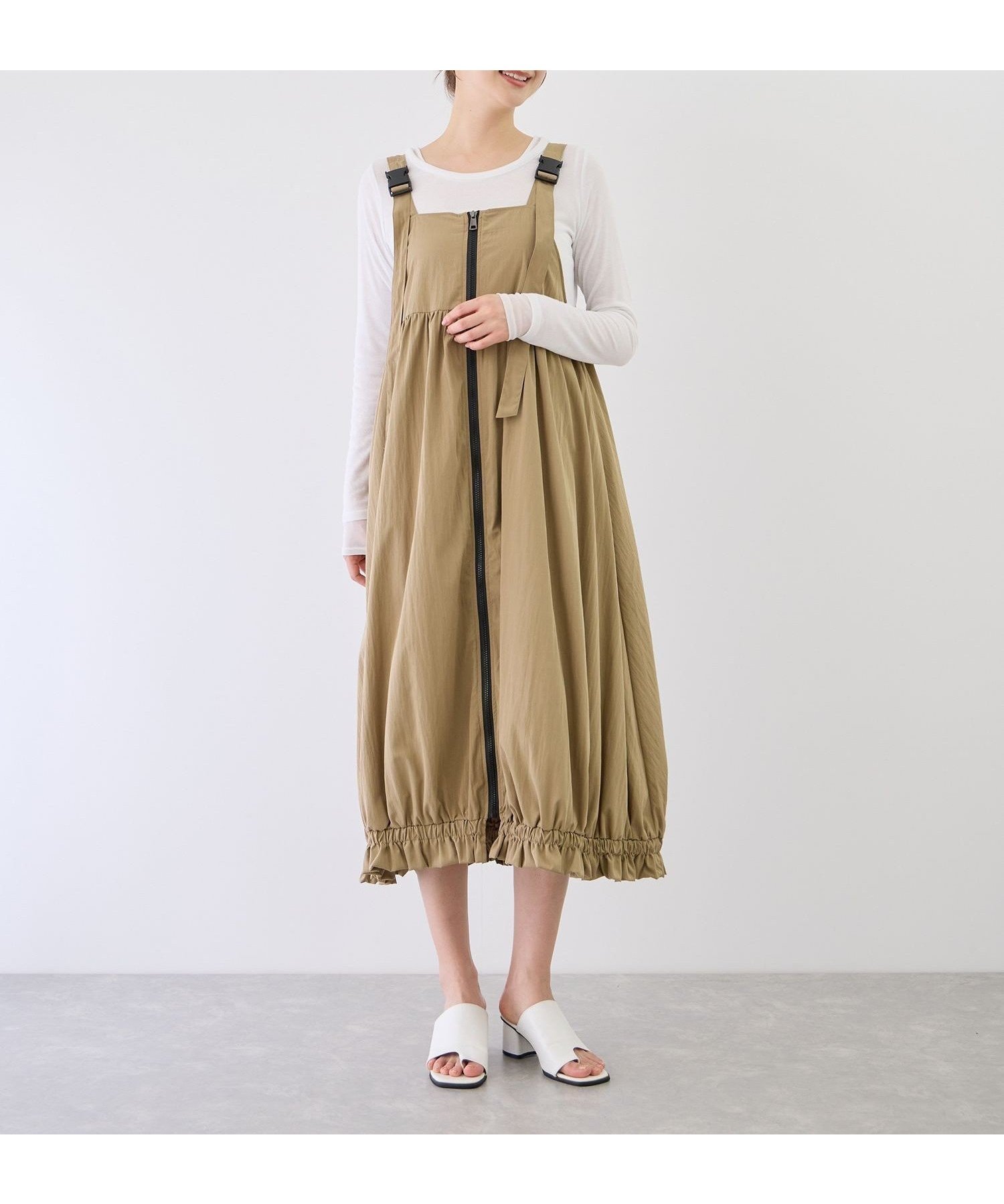 【ジャイロ/JAYRO】の裾バルーンジャンスカ インテリア・キッズ・メンズ・レディースファッション・服の通販 founy(ファウニー) 　ファッション　Fashion　レディースファッション　Fashion for Women　インナー　Innerwear　カットソー　Cut and Sewn Top　コンパクト　Compact, Small Size　サンダル　Sandals, Summer Shoes　ショート　Short, Short Length　シンプル　Simple, Minimal　スポーティ　Sporty, Casual Athletic　バルーン　Balloon, Balloon Silhouette　フォルム　Silhouette, Form　フラット　Flat, Flat Shoes　フロント　Front, Front Design　ポケット　Pocket, Pocket Detail　リブニット　Rib Knit, Ribbed Knit　ロング　Long, Long-Length　A/W・秋冬　Autumn/Winter　S/S・春夏　SS, Spring/Summer, Warm Season　夏　Summer　ベージュ(27)|ID: prp329100004976533 ipo3291000000037302156