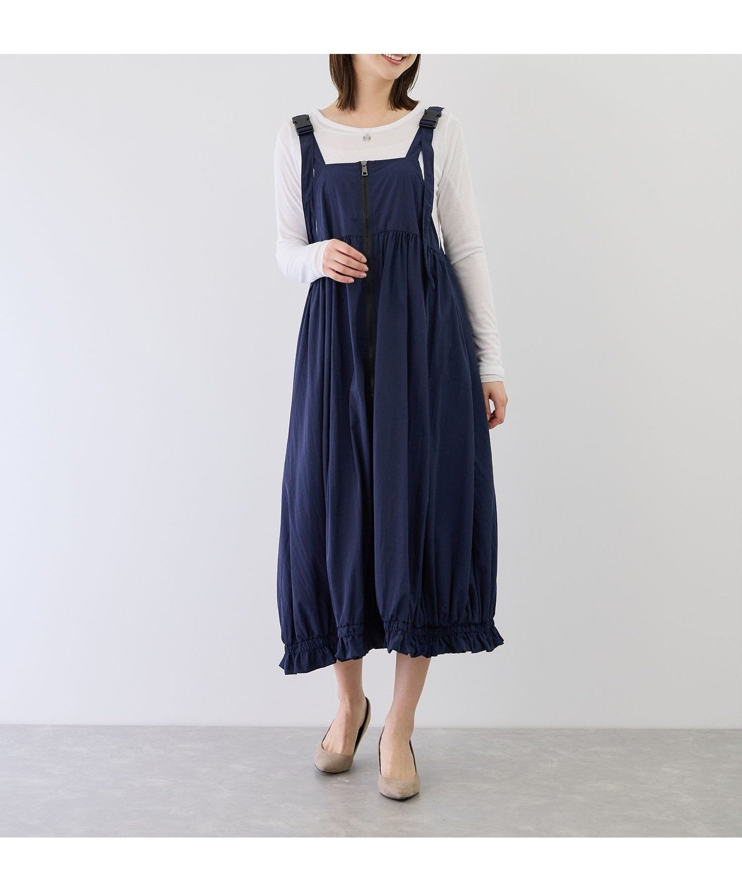 【ジャイロ/JAYRO】の裾バルーンジャンスカ インテリア・キッズ・メンズ・レディースファッション・服の通販 founy(ファウニー) 　ファッション　Fashion　レディースファッション　Fashion for Women　インナー　Innerwear　カットソー　Cut and Sewn Top　コンパクト　Compact, Small Size　サンダル　Sandals, Summer Shoes　ショート　Short, Short Length　シンプル　Simple, Minimal　スポーティ　Sporty, Casual Athletic　バルーン　Balloon, Balloon Silhouette　フォルム　Silhouette, Form　フラット　Flat, Flat Shoes　フロント　Front, Front Design　ポケット　Pocket, Pocket Detail　リブニット　Rib Knit, Ribbed Knit　ロング　Long, Long-Length　A/W・秋冬　Autumn/Winter　S/S・春夏　SS, Spring/Summer, Warm Season　夏　Summer　ネイビー(40)|ID: prp329100004976533 ipo3291000000037302157