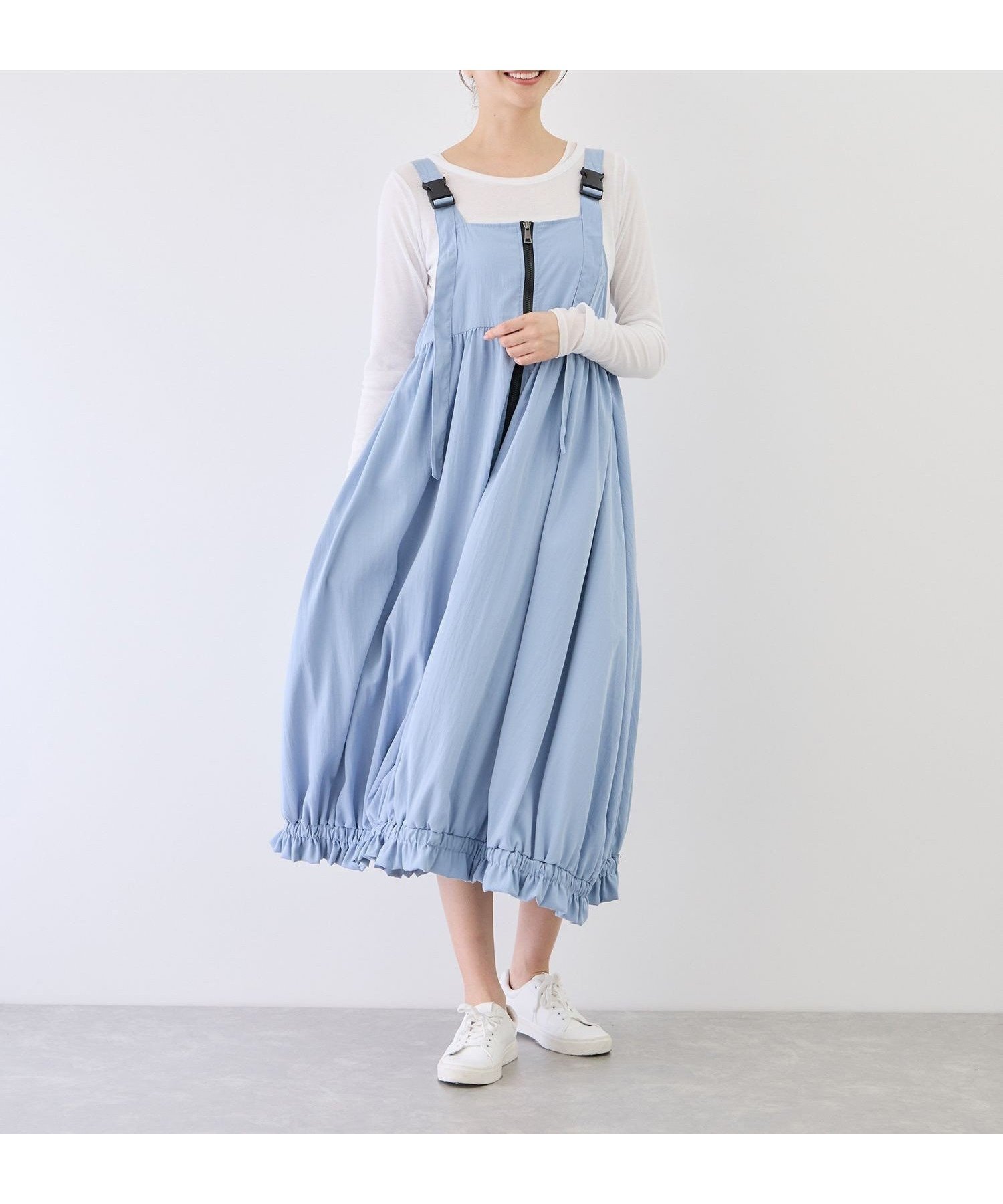 【ジャイロ/JAYRO】の裾バルーンジャンスカ インテリア・キッズ・メンズ・レディースファッション・服の通販 founy(ファウニー) 　ファッション　Fashion　レディースファッション　Fashion for Women　インナー　Innerwear　カットソー　Cut and Sewn Top　コンパクト　Compact, Small Size　サンダル　Sandals, Summer Shoes　ショート　Short, Short Length　シンプル　Simple, Minimal　スポーティ　Sporty, Casual Athletic　バルーン　Balloon, Balloon Silhouette　フォルム　Silhouette, Form　フラット　Flat, Flat Shoes　フロント　Front, Front Design　ポケット　Pocket, Pocket Detail　リブニット　Rib Knit, Ribbed Knit　ロング　Long, Long-Length　A/W・秋冬　Autumn/Winter　S/S・春夏　SS, Spring/Summer, Warm Season　夏　Summer　サックス(48)|ID: prp329100004976533 ipo3291000000037302158