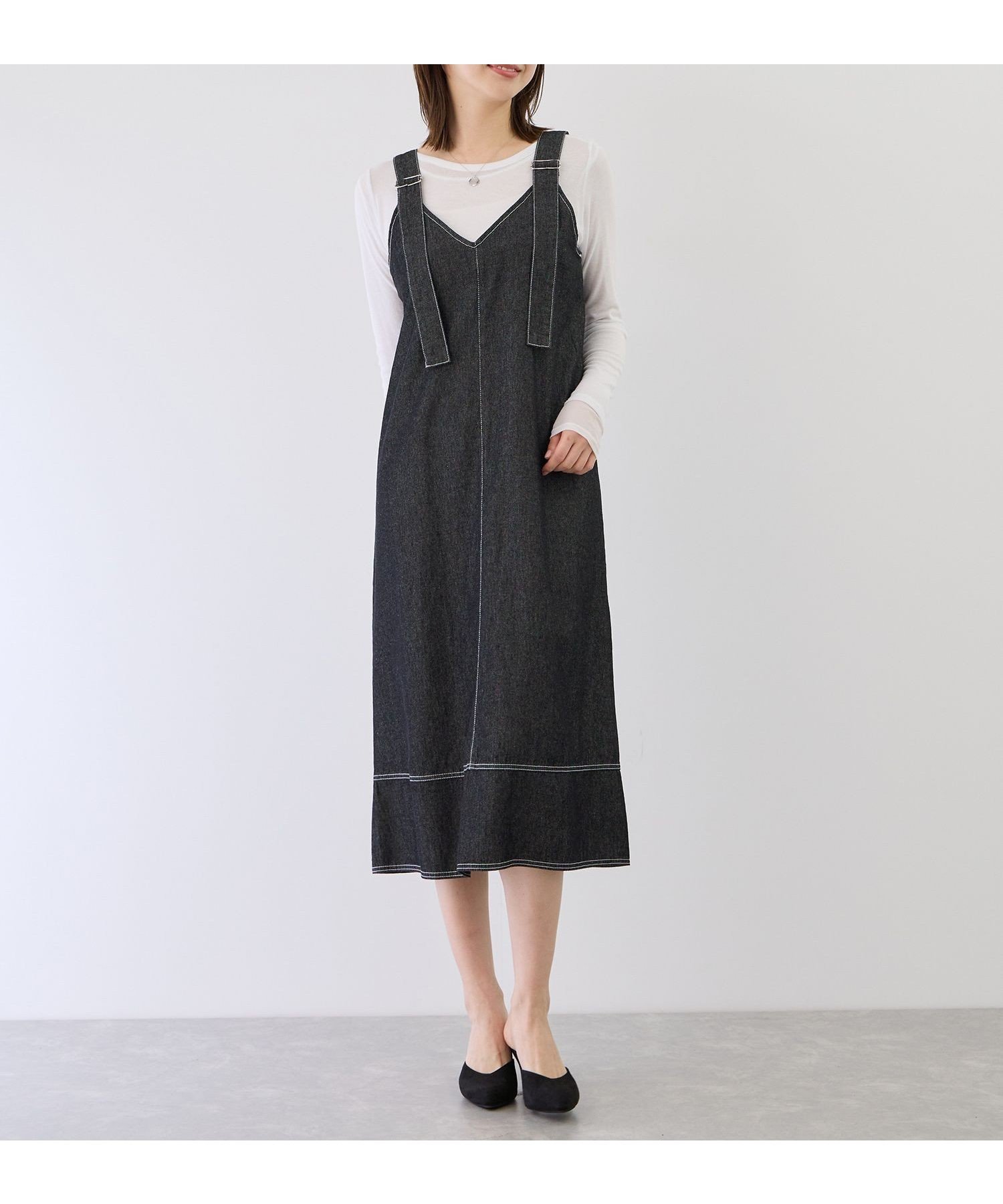 【ジャイロ/JAYRO】のデニムジャンスカ インテリア・キッズ・メンズ・レディースファッション・服の通販 founy(ファウニー) 　ファッション　Fashion　レディースファッション　Fashion for Women　インナー　Innerwear　カットソー　Cut and Sewn Top　コンパクト　Compact, Small Size　シューズ　Shoes, Footwear　スニーカー　Sneakers, Trainers　バレエ　Ballet, Ballet Style　ポケット　Pocket, Pocket Detail　リブニット　Rib Knit, Ribbed Knit　ロング　Long, Long-Length　A/W・秋冬　Autumn/Winter　S/S・春夏　SS, Spring/Summer, Warm Season　夏　Summer　ブラック(01)|ID: prp329100004976537 ipo3291000000037302174