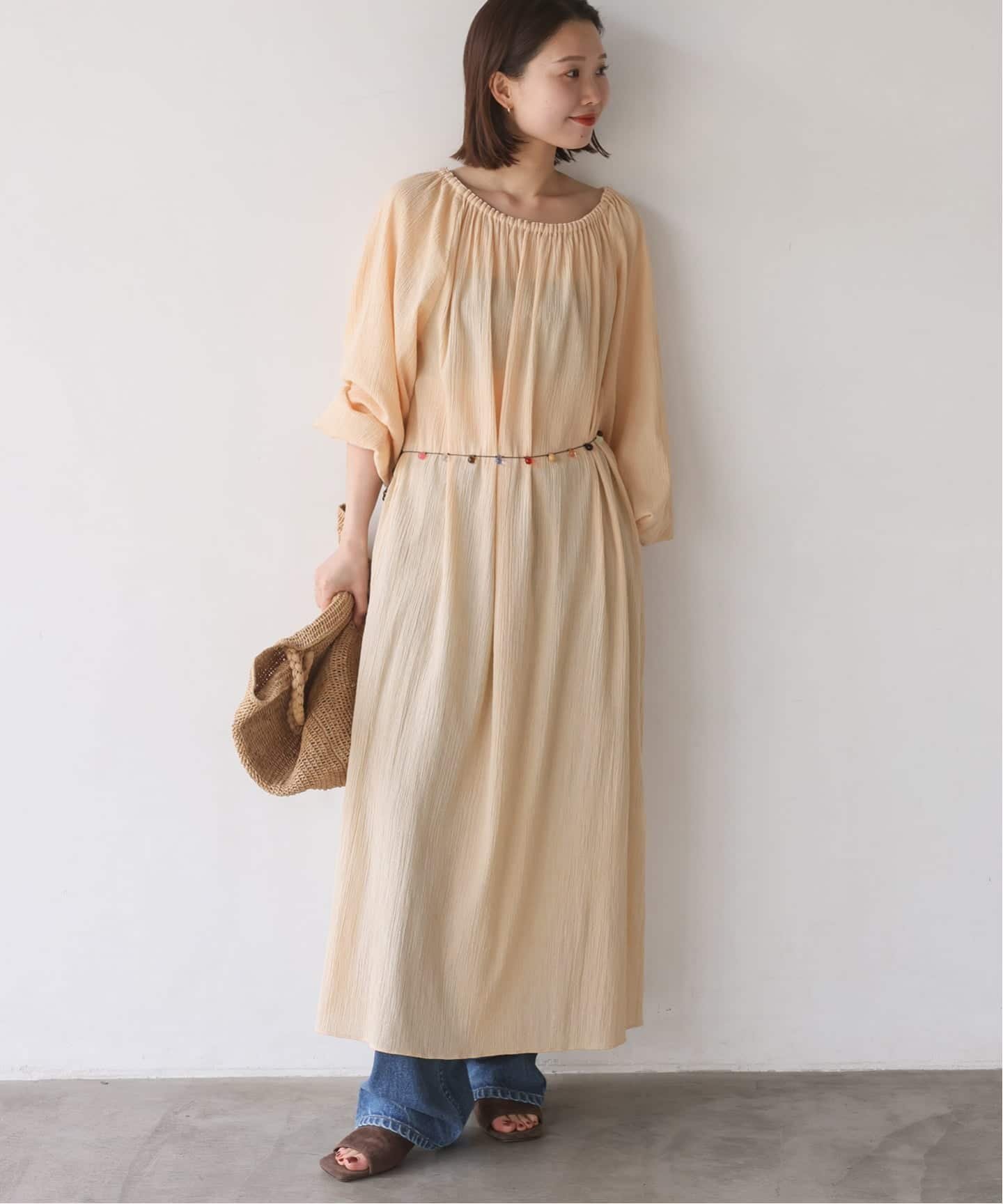 【スローブ イエナ/SLOBE IENA】の《シリーズあり》コットン楊柳シアーワンピース インテリア・キッズ・メンズ・レディースファッション・服の通販 founy(ファウニー) 　ファッション　Fashion　レディースファッション　Fashion for Women　ワンピース　Dresses　2026年　2026　2026春夏・S/S　Spring/Summer 2026 SS26　おすすめ　Recommended / Our Picks　ギャザー　Gathered, Ruffled　ショルダー　Shoulder, Shoulder Strap　ペチコート　Petticoat, Underskirt　リラックス　Relax, Relaxed Fit　夏　Summer　長袖　Long Sleeve, Full Sleeve　ベージュ|ID: prp329100004976550 ipo3291000000037302224