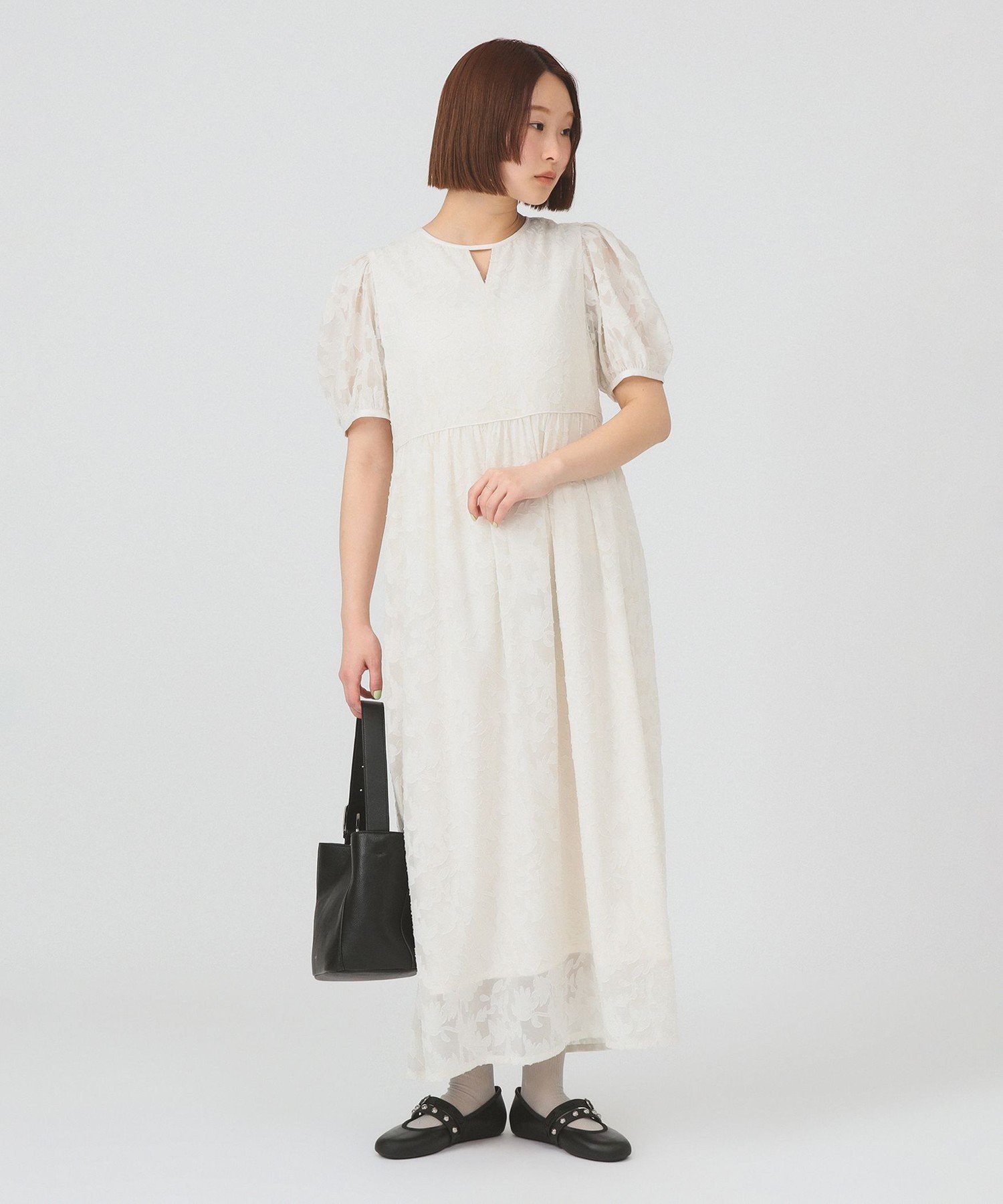 【ビームス ウイメン/BEAMS】のジャガード パフスリーブ ワンピース 大人の最旬トレンドファッション＆コーディネート founy(ファウニー) 　ファッション　Fashion　レディースファッション　Fashion for Women　ワンピース　Dresses　カットジャガード　Cut Jacquard　サンダル　Sandals, Summer Shoes　スリーブ　Sleeve, Long Sleeve / Short Sleeve　パーティ　Party, Party Style　フラット　Flat, Flat Shoes　フラワー　Flower, Floral　フロント　Front, Front Design　モチーフ　Motif, Design Theme　ロング　Long, Long-Length　ワーク　Workwear, Utility Style　結婚式　Wedding　 other-1|ID: prp329100004976559 ipo3291000000037302256