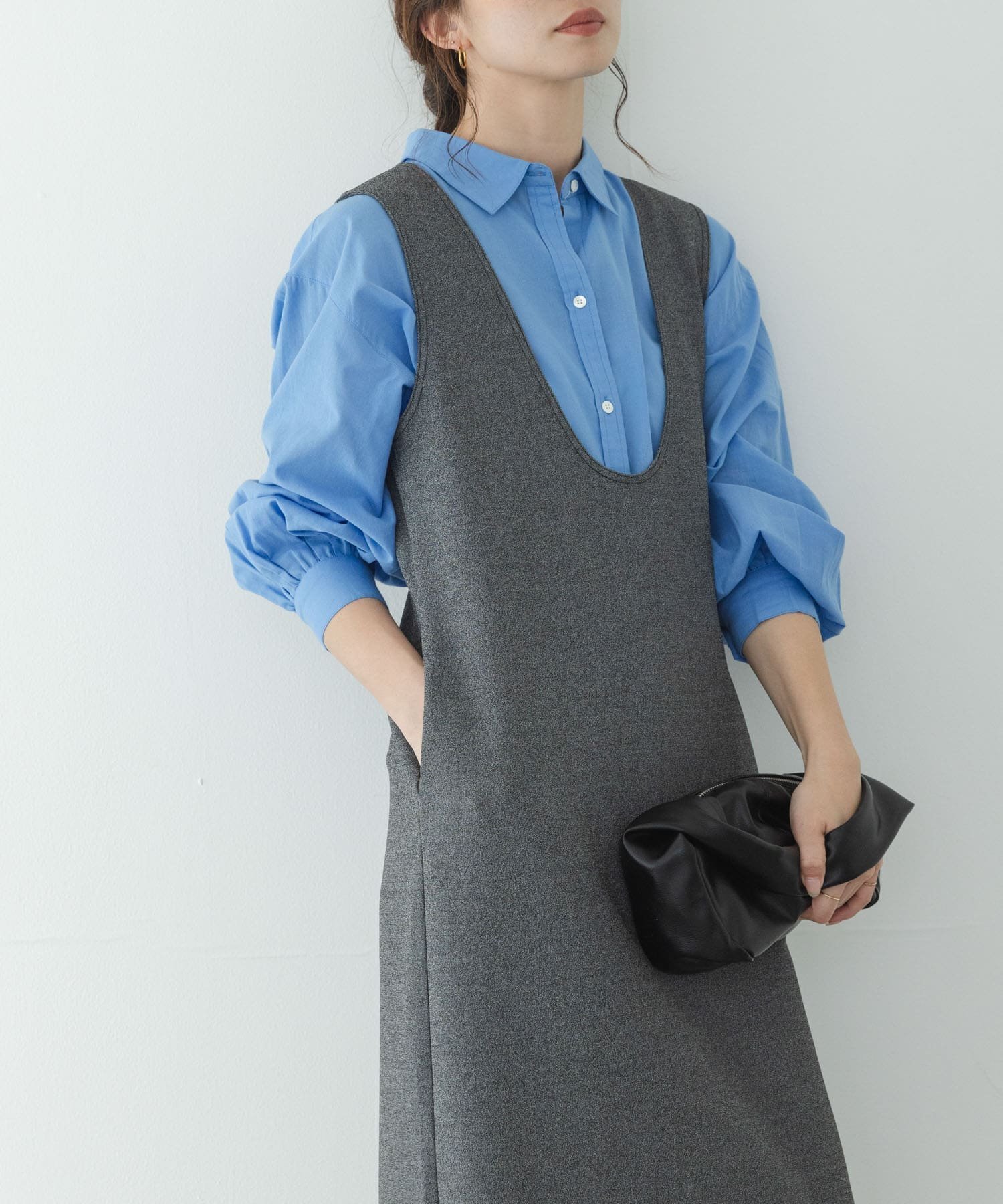 【サニーレーベル/Sonny Label / URBAN RESEARCH】のUネックジャンパースカート インテリア・キッズ・メンズ・レディースファッション・服の通販 founy(ファウニー) 　ファッション　Fashion　レディースファッション　Fashion for Women　スカート　Skirts　2026年　2026　2026春夏・S/S　Spring/Summer 2026 SS26　おすすめ　Recommended / Our Picks　インナー　Innerwear　カットソー　Cut and Sewn Top　コンパクト　Compact, Small Size　シンプル　Simple, Minimal　スリーブ　Sleeve, Long Sleeve / Short Sleeve　フレンチ　French, French Style　ロング　Long, Long-Length　ワンポイント　One Point, Statement Accent　夏　Summer　S/S・春夏　SS, Spring/Summer, Warm Season　グレー|ID: prp329100004976568 ipo3291000000037302293