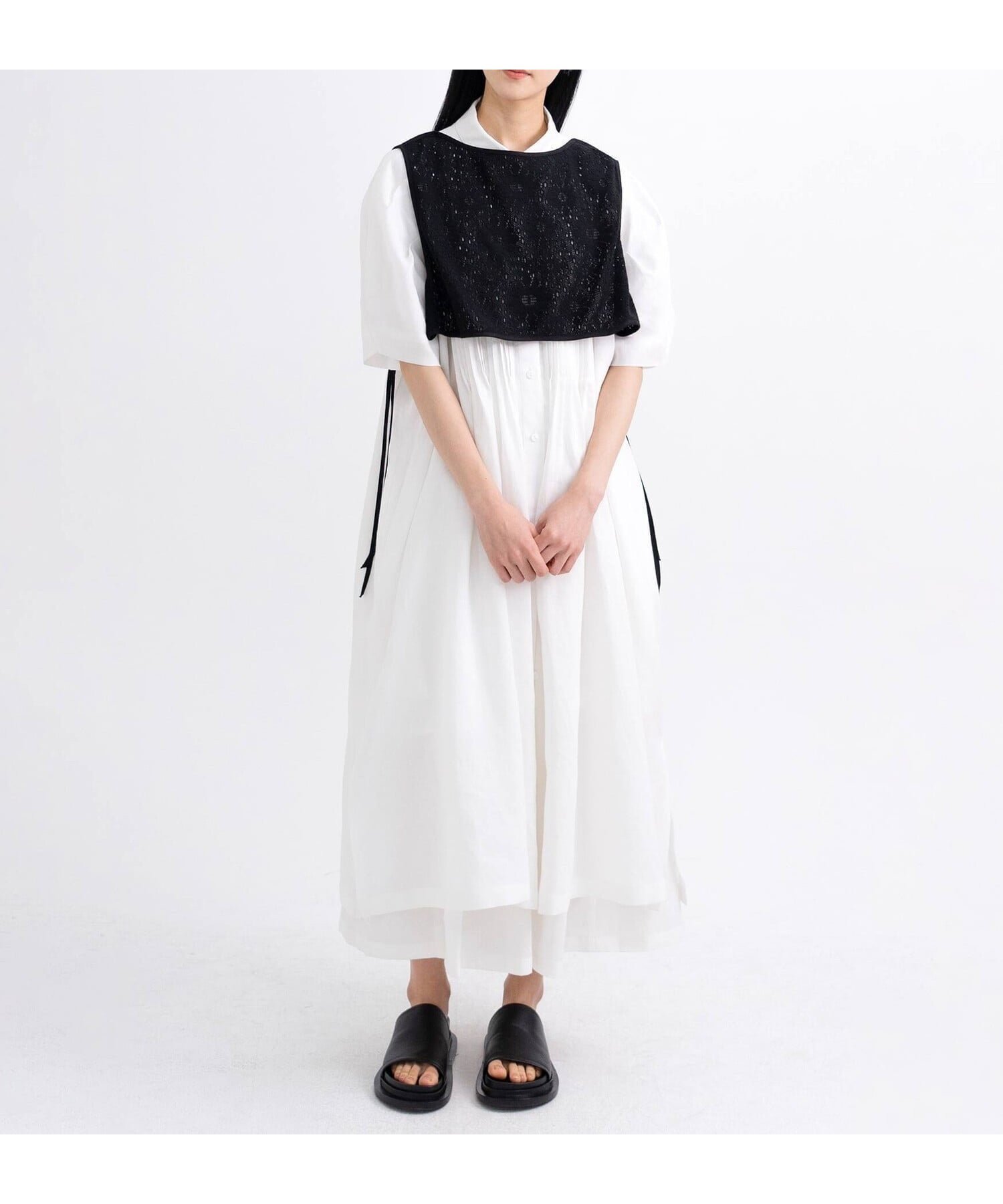 【ビショップ/Bshop】のリネン ピンタック半袖ワンピース WOMEN インテリア・キッズ・メンズ・レディースファッション・服の通販 founy(ファウニー) 　ファッション　Fashion　レディースファッション　Fashion for Women　ワンピース　Dresses　クラシック　Classic, Timeless Style　フロント　Front, Front Design　リネン　Linen, Linen Fabric　ロング　Long, Long-Length　半袖　Short Sleeve, Half Sleeve　CREAM|ID: prp329100004976569 ipo3291000000037302297
