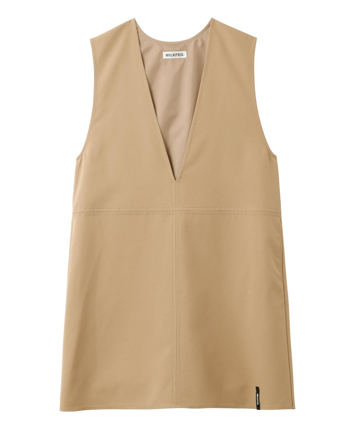 【ミルクフェド/MILKFED.】のV NECK MINI DRESS インテリア・キッズ・メンズ・レディースファッション・服の通販 founy(ファウニー) 　ファッション　Fashion　レディースファッション　Fashion for Women　ワンピース　Dresses　フォーマル・パーティードレス・結婚式用ドレス　Elegant & Casual Dresses　トレンド　Trend, Trending Now　ドレス　Dress, One-Piece　ハイネック　High Neck, Mock Neck　おすすめ　Recommended / Our Picks　エレガント 上品　Elegant　BEIGE|ID: prp329100004976601 ipo3291000000037302395