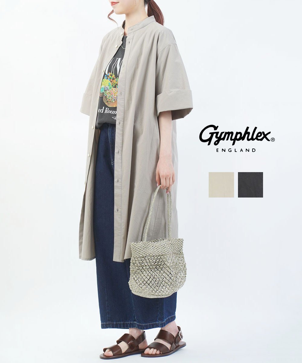 【ブルーコムブルー/BLEU COMME BLEU】のジムフレックス スタンドカラー半袖シャツワンピース インテリア・キッズ・メンズ・レディースファッション・服の通販 founy(ファウニー) 　ファッション　Fashion　レディースファッション　Fashion for Women　ワンピース　Dresses　シャツワンピース / 1枚で着映えコーデ　Shirt Dresses　クラシカル　Classical, Vintage-Inspired　スタンド　Stand Collar, Upright Stand　スリーブ　Sleeve, Long Sleeve / Short Sleeve　タイプライター　Typewriter Fabric, Crisp Cotton　ハーフ　Half, Half-Length　半袖　Short Sleeve, Half Sleeve　GRY|ID: prp329100004976622 ipo3291000000037302460