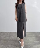 【ジュノア/JUNOAH】のCENEA サイドリボンジレ+IラインキャミワンピースSET チャコール|ID: prp329100004976632 ipo3291000000037302497