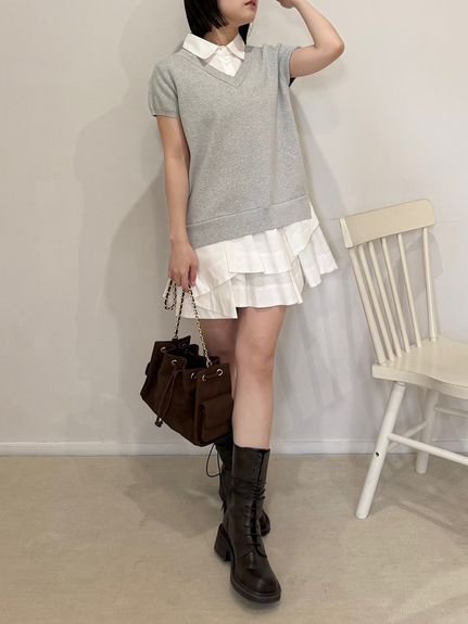 【リリーブラウン/Lily Brown】のシャツドッキングラッフルワンピース 大人の最旬トレンドファッション＆コーディネート founy(ファウニー) 　ファッション　Fashion　レディースファッション　Fashion for Women　ワンピース　Dresses　キャップ　Cap, Baseball Cap　コンパクト　Compact, Small Size　ショート　Short, Short Length　スマート　Smart, Elegant　スリーブ　Sleeve, Long Sleeve / Short Sleeve　ティアードスカート　Tiered Skirt, Flounced Skirt　ドッキング　Docking, Mixed Material　人気　Popular, Best Seller　半袖　Short Sleeve, Half Sleeve　 other-1|ID: prp329100004976636 ipo3291000000037302510