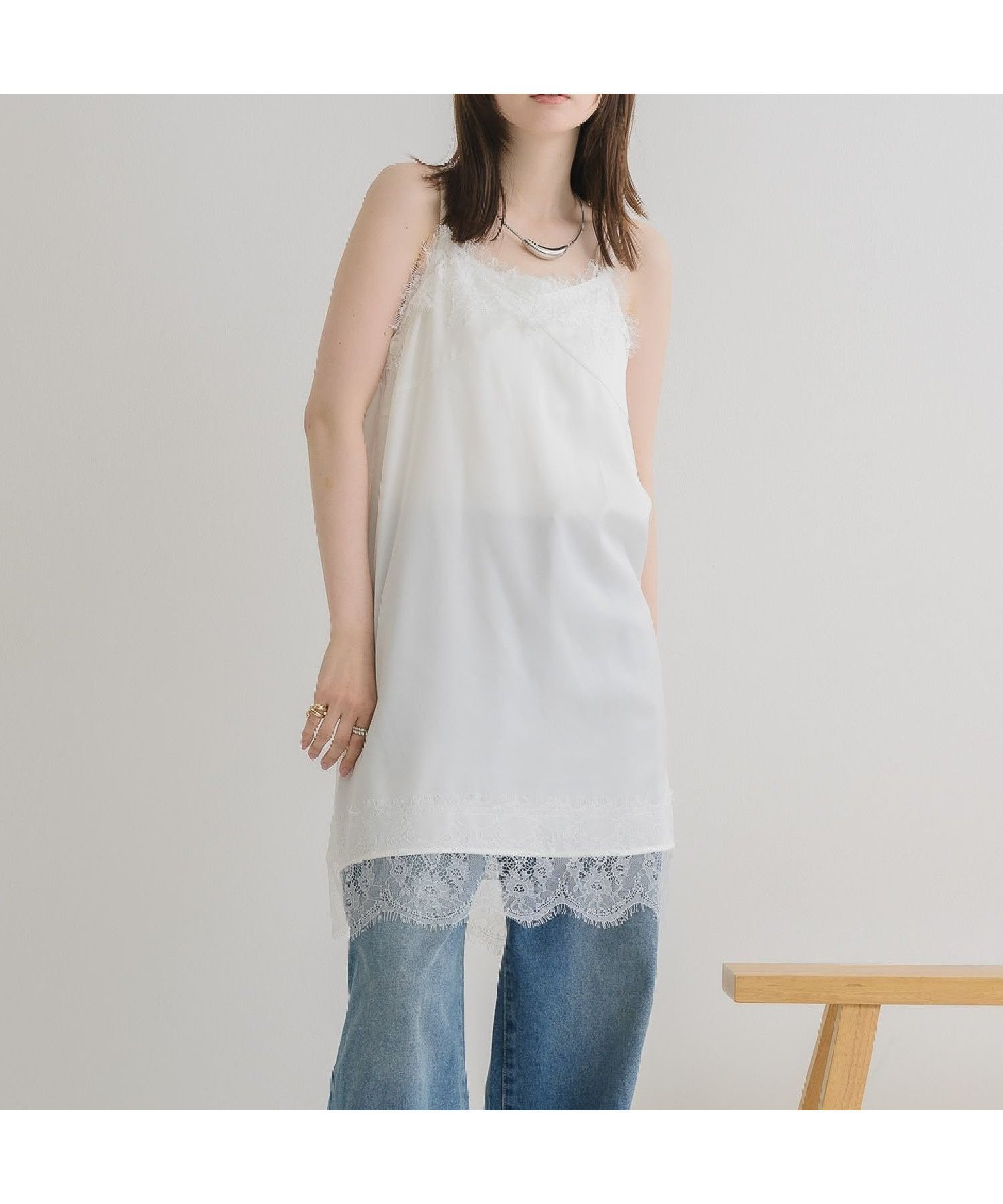 【レトロガール/RETRO GIRL】のレース切替サテンOP 大人の最旬トレンドファッション＆コーディネート founy(ファウニー) 　ファッション　Fashion　レディースファッション　Fashion for Women　ワンピース　Dresses　カーディガン　Cardigan, Knitwear　キャミワンピース　Cami Dress, Slip Dress　サテン　Satin, Glossy Fabric　ショルダー　Shoulder, Shoulder Strap　デニム　Denim, Jeans Material　トレンド　Trend, Trending Now　ベーシック　Basic, Essential　レース　Lace, Lace Fabric　切替　Switching, Contrast Panel　 other-1|ID: prp329100004976648 ipo3291000000037302550