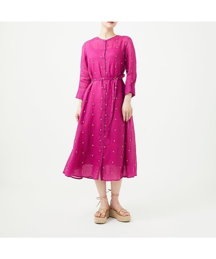 【シビラ/SYBILLA】のダイヤ刺繍リネンドレス インテリア・キッズ・メンズ・レディースファッション・服の通販 founy(ファウニー) https://founy.com/ ファッション Fashion レディースファッション Fashion for Women ワンピース Dresses フォーマル・パーティードレス・結婚式用ドレス Elegant & Casual Dresses アンダー Underwear Essentials ドレス Dress, One-Piece フロント Front, Front Design リネン Linen, Linen Fabric ロング Long, Long-Length エレガント 上品 Elegant 冬 Winter / This Winter 夏 Summer 春 Spring 秋 Autumn 羽織 Haori, Light Jacket |ID: prp329100004976664 ipo3291000000037302597