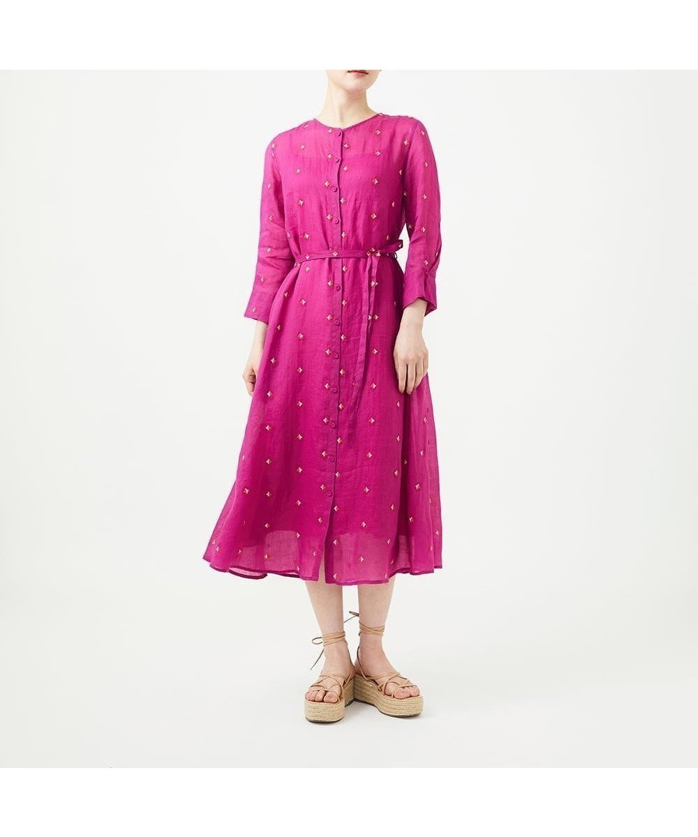 【シビラ/SYBILLA】のダイヤ刺繍リネンドレス 大人の最旬トレンドファッション＆コーディネート founy(ファウニー) 　ファッション　Fashion　レディースファッション　Fashion for Women　ワンピース　Dresses　フォーマル・パーティードレス・結婚式用ドレス　Elegant & Casual Dresses　アンダー　Underwear Essentials　ドレス　Dress, One-Piece　フロント　Front, Front Design　リネン　Linen, Linen Fabric　ロング　Long, Long-Length　エレガント 上品　Elegant　冬　Winter / This Winter　夏　Summer　春　Spring　秋　Autumn　羽織　Haori, Light Jacket　 other-1|ID: prp329100004976664 ipo3291000000037302597