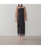 【レジャ/Leja】のパイピングチュールシアースリーブスパンコールフラワーIラインワンピースドレス BLACK|ID: prp329100004976669 ipo3291000000037302614