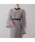 【レジャ/Leja】のパイピングチュールシアースリーブスパンコールフラワーIラインワンピースドレス GRAY|ID: prp329100004976669 ipo3291000000037302615