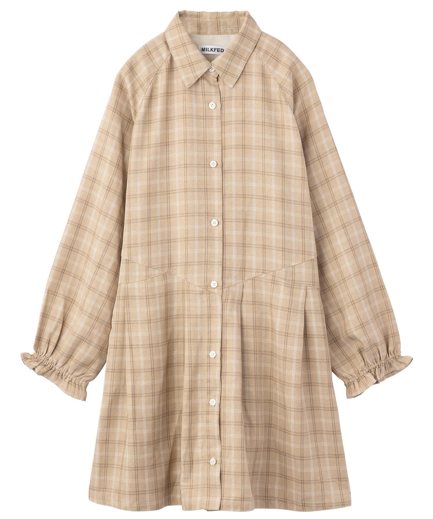 【ミルクフェド/MILKFED.】のPLAID TUNIC SHIRT インテリア・キッズ・メンズ・レディースファッション・服の通販 founy(ファウニー) 　ファッション　Fashion　レディースファッション　Fashion for Women　トップス・カットソー　Cut & Sew Tops　シャツ・ブラウス・オフィスカジュアル　Elegant Blouses & Button-Ups　ショート　Short, Short Length　チェック　Check, Plaid, Tartan　チュニック　Tunic, Long Top　ボトム　Bottoms, Lower Wear　ポケット　Pocket, Pocket Detail　羽織　Haori, Light Jacket　リボン　Ribbon, Bow　おすすめ　Recommended / Our Picks　2023春夏・S/S　Spring/Summer 2023 SS23　2023年　2023　BEIGE|ID: prp329100004976690 ipo3291000000037302701