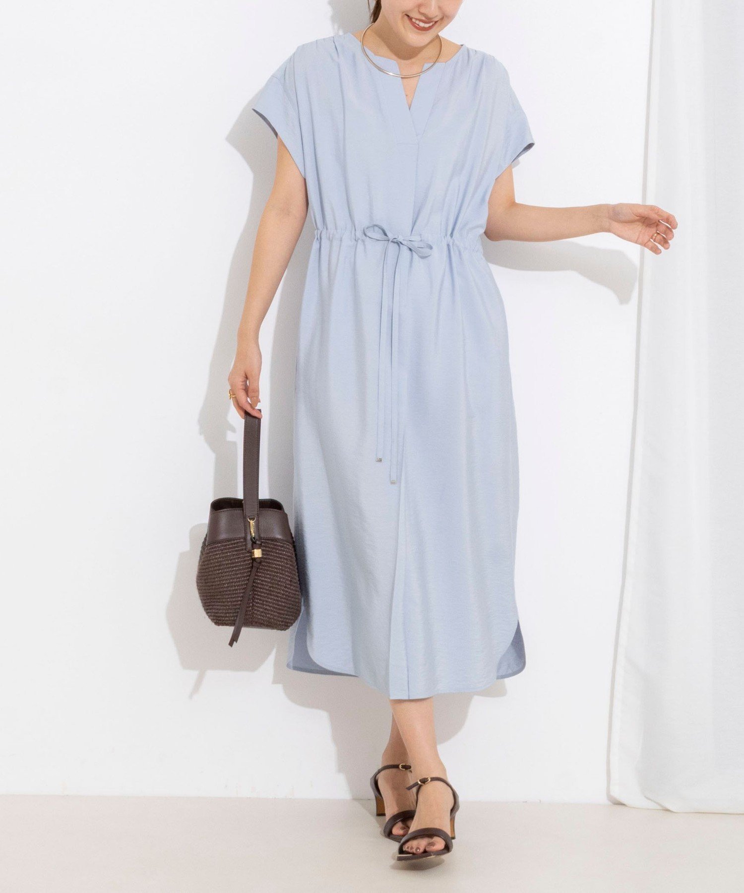 【ノーリーズ/NOLLEY'S】のウォッシャブル前タックワンピース インテリア・キッズ・メンズ・レディースファッション・服の通販 founy(ファウニー) 　ファッション　Fashion　レディースファッション　Fashion for Women　ワンピース　Dresses　ウォッシャブル　Machine Washable　ドローコード　Drawcord, Drawstring Cord　おすすめ　Recommended / Our Picks　夏　Summer　ビジネス 仕事 通勤　Business / Work / Commuting　2026年　2026　2026春夏・S/S　Spring/Summer 2026 SS26　サックス|ID: prp329100004976704 ipo3291000000037302748