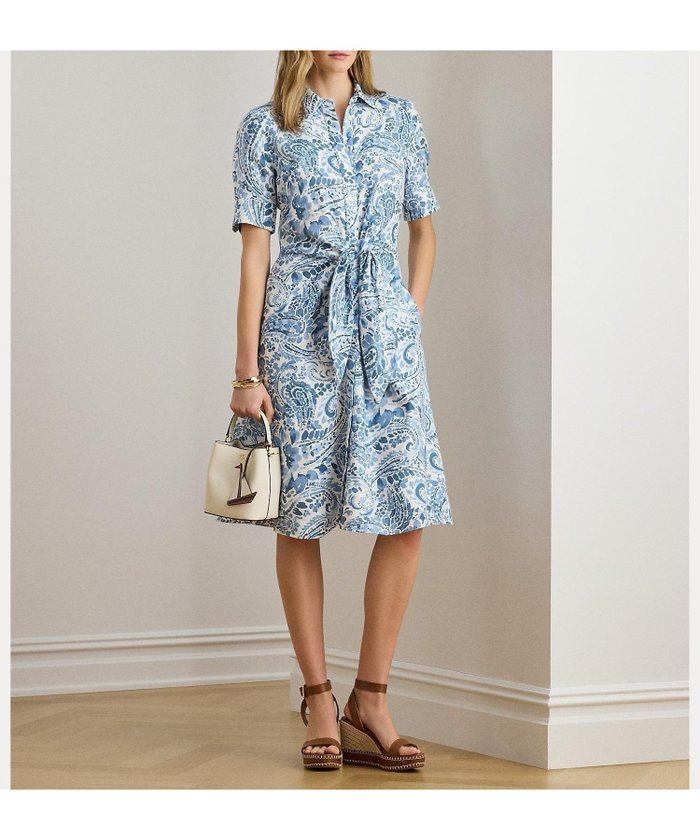 【ラルフローレン/RALPH LAUREN】のペイズリー タイフロント リネン シャツドレス インテリア・キッズ・メンズ・レディースファッション・服の通販 founy(ファウニー) https://founy.com/ ファッション Fashion レディースファッション Fashion for Women トップス・カットソー Cut & Sew Tops シャツ・ブラウス・オフィスカジュアル Elegant Blouses & Button-Ups ワンピース Dresses フォーマル・パーティードレス・結婚式用ドレス Elegant & Casual Dresses カフス Cuff Design ドレス Dress, One-Piece フィット Fit, Slim Fit フレア Flare, Flared フロント Front, Front Design ペイズリー Paisley, Ethnic Pattern ヨーク Yoke, Yoke Design リネン Linen, Linen Fabric リボン Ribbon, Bow |ID: prp329100004976716 ipo3291000000037302791