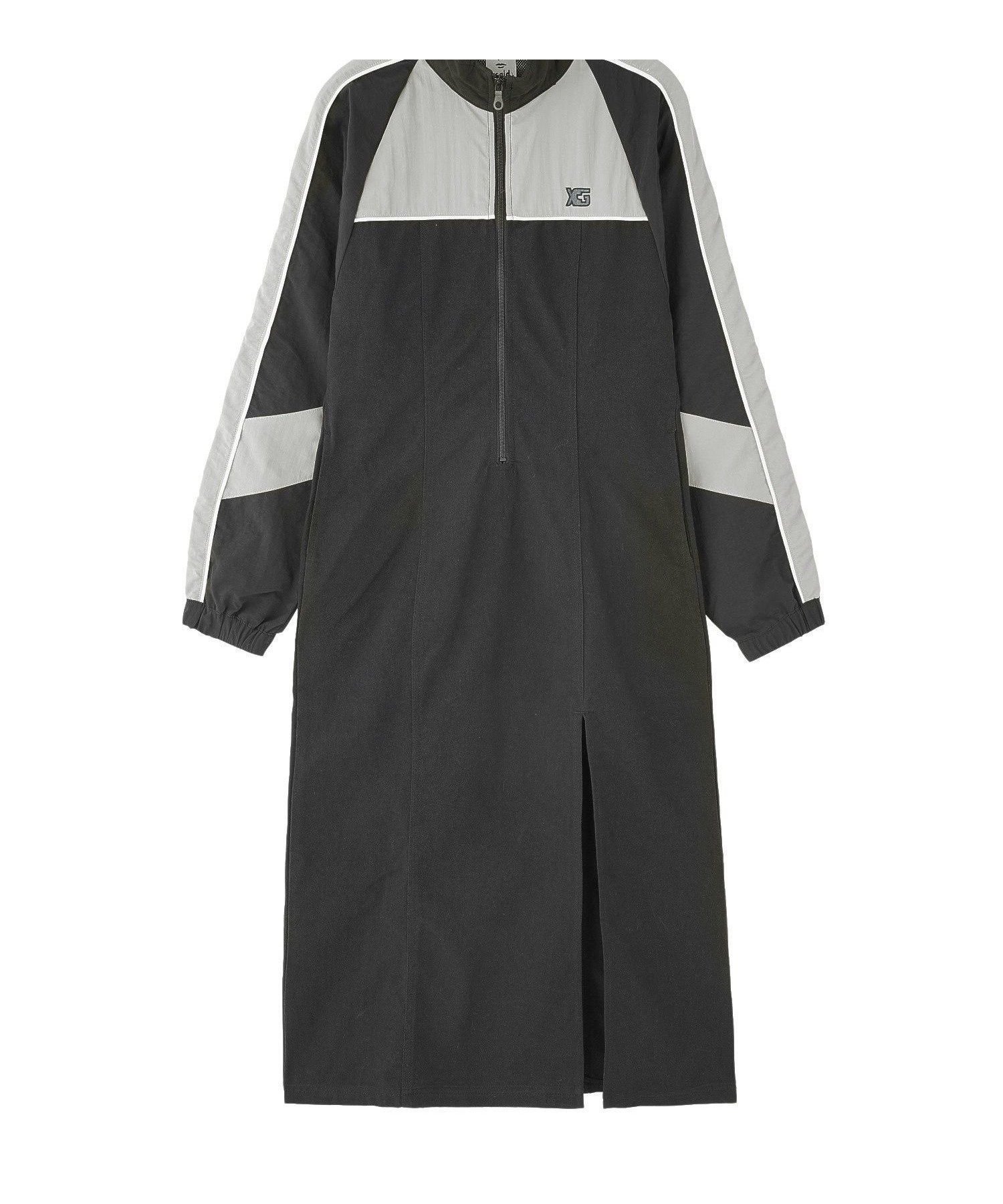 【エックスガール/X-girl】のPANELED TRACK DRESS インテリア・キッズ・メンズ・レディースファッション・服の通販 founy(ファウニー) 　ファッション　Fashion　レディースファッション　Fashion for Women　ワンピース　Dresses　フォーマル・パーティードレス・結婚式用ドレス　Elegant & Casual Dresses　キャップ　Cap, Baseball Cap　ジャケット　Jacket, Outerwear　スリット　Slit, Slit Detail　ツイル　Twist, Twisted Detail　ロング　Long, Long-Length　BLACK|ID: prp329100004976735 ipo3291000000037302852