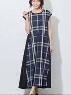 【ニコル クラブ/NICOLE CLUB】のチェック柄異素材切替えカットワンピース 大人の最旬トレンドファッション＆コーディネート founy(ファウニー) ファッション Fashion レディースファッション Fashion for Women ワンピース Dresses カットソー Cut and Sewn Top カーディガン Cardigan, Knitwear ジャケット Jacket, Outerwear スマート Smart, Elegant チェック Check, Plaid, Tartan パーカー Hoodie, Parka ポケット Pocket, Pocket Detail 無地 Plain, Solid Color thumbnail 67ネイビー|ID: prp329100004976751 ipo3291000000037302906