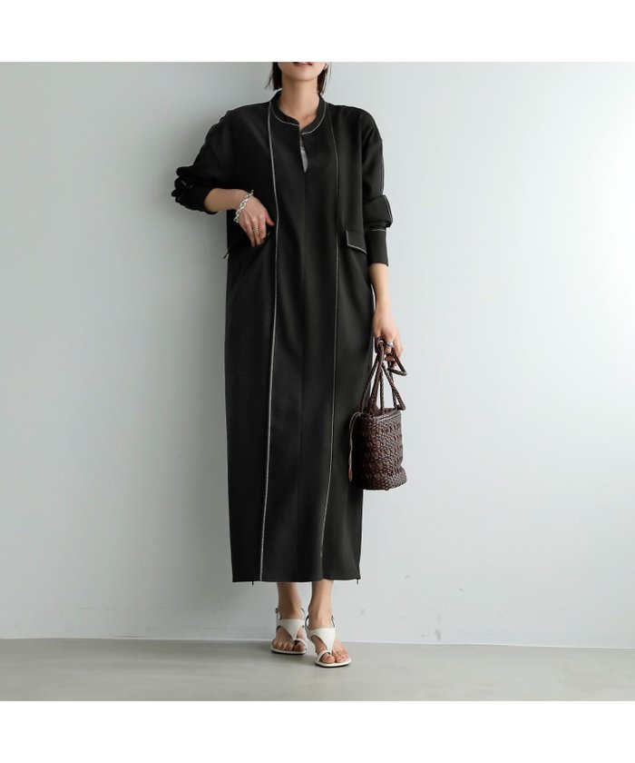 【スタイルデリ/STYLE DELI】の【LUXE】配色ステッチ両裾ファスナーワンピース インテリア・キッズ・メンズ・レディースファッション・服の通販 founy(ファウニー) https://founy.com/ ファッション Fashion レディースファッション Fashion for Women ワンピース Dresses イエロー Yellow インナー Innerwear カフス Cuff Design ショルダー Shoulder, Shoulder Strap スリット Slit, Slit Detail ツイル Twist, Twisted Detail ドロップ Drop Shoulder, Dropped Style 定番 Standard, Basic Item 長袖 Long Sleeve, Full Sleeve フロント Front, Front Design ペチコート Petticoat, Underskirt ポケット Pocket, Pocket Detail リラックス Relax, Relaxed Fit レギンス Leggings, Stretch Pants ロング Long, Long-Length ワイド Wide, Wide Fit 夏 Summer |ID: prp329100004976770 ipo3291000000037367542