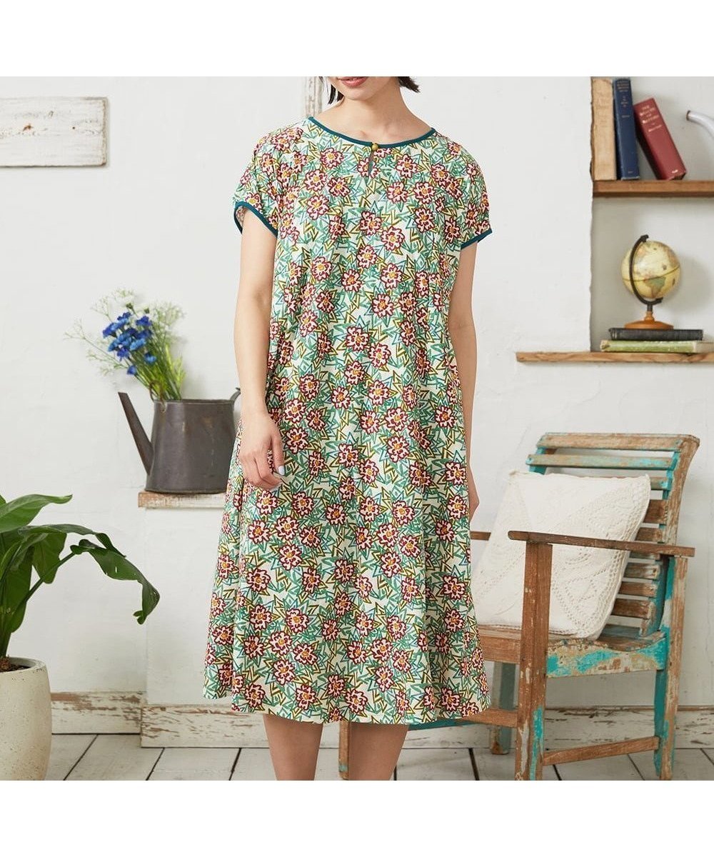 【ホコモモラ/Jocomomola】のDorotea フラワープリントワンピース インテリア・キッズ・メンズ・レディースファッション・服の通販 founy(ファウニー) 　ファッション　Fashion　レディースファッション　Fashion for Women　ワンピース　Dresses　春　Spring　秋　Autumn　カットソー　Cut and Sewn Top　カーディガン　Cardigan, Knitwear　ショルダー　Shoulder, Shoulder Strap　ジャカード／ジャガード　Jacquard, Woven Pattern　ドロップ　Drop Shoulder, Dropped Style　手描き　Hand-Drawn, Illustrated　パイピング　Piping, Trim Design　フラワー　Flower, Floral　プリント　Print, Printed Pattern　ポケット　Pocket, Pocket Detail　リラックス　Relax, Relaxed Fit　冬　Winter / This Winter　S/S・春夏　SS, Spring/Summer, Warm Season　おすすめ　Recommended / Our Picks　夏　Summer　旅行　Travel　アイボリー|ID: prp329100004976793 ipo3291000000037303038