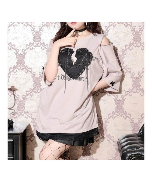 【ノエミ/NOEMIE】のハートモチーフ安ピン肩ZIPTシャツ インテリア・キッズ・メンズ・レディースファッション・服の通販 founy(ファウニー) https://founy.com/ ファッション Fashion レディースファッション Fashion for Women トップス・カットソー Cut & Sew Tops シャツ・ブラウス・オフィスカジュアル Elegant Blouses & Button-Ups ロングTシャツ・Tシャツ Longline T-Shirts & Tees カットソー Cut and Sewn Top チェーン Chain, Chain Strap モチーフ Motif, Design Theme レース Lace, Lace Fabric |ID: prp329100004976794 ipo3291000000037303039