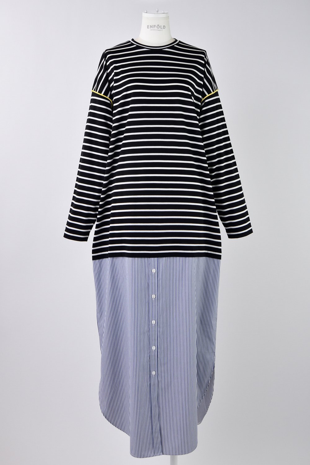 【エンフォルド/ENFOLD】のSTRIPE DRESS インテリア・キッズ・メンズ・レディースファッション・服の通販 founy(ファウニー) 　ファッション　Fashion　レディースファッション　Fashion for Women　ワンピース　Dresses　フォーマル・パーティードレス・結婚式用ドレス　Elegant & Casual Dresses　ストライプ　Stripe, Striped Pattern　ドレス　Dress, One-Piece　パイピング　Piping, Trim Design　BLK|ID: prp329100004976804 ipo3291000000037303073
