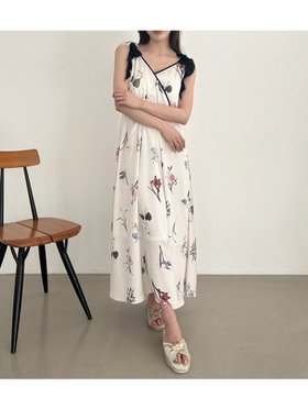 【スナイデル ホーム/SNIDEL HOME】の肩リボンプリントロングワンピース 大人の最旬トレンドファッション＆コーディネート founy(ファウニー) ファッション Fashion レディースファッション Fashion for Women ワンピース Dresses なめらか Smooth, Silky Texture イエロー Yellow カシュクール Wrap Design サテン Satin, Glossy Fabric シフォン Chiffon, Lightweight Fabric スマート Smart, Elegant パイピング Piping, Trim Design パターン Pattern, Design Print フラワー Flower, Floral リアル Real, Realistic リボン Ribbon, Bow |ID:prp329100004976809