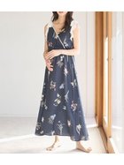 【スナイデル ホーム/SNIDEL HOME】の肩リボンプリントロングワンピース 大人の最旬トレンドファッション＆コーディネート founy(ファウニー) ファッション Fashion レディースファッション Fashion for Women ワンピース Dresses なめらか Smooth, Silky Texture イエロー Yellow カシュクール Wrap Design サテン Satin, Glossy Fabric シフォン Chiffon, Lightweight Fabric スマート Smart, Elegant パイピング Piping, Trim Design パターン Pattern, Design Print フラワー Flower, Floral リアル Real, Realistic リボン Ribbon, Bow thumbnail NVY[089]|ID: prp329100004976809 ipo3291000000037303090