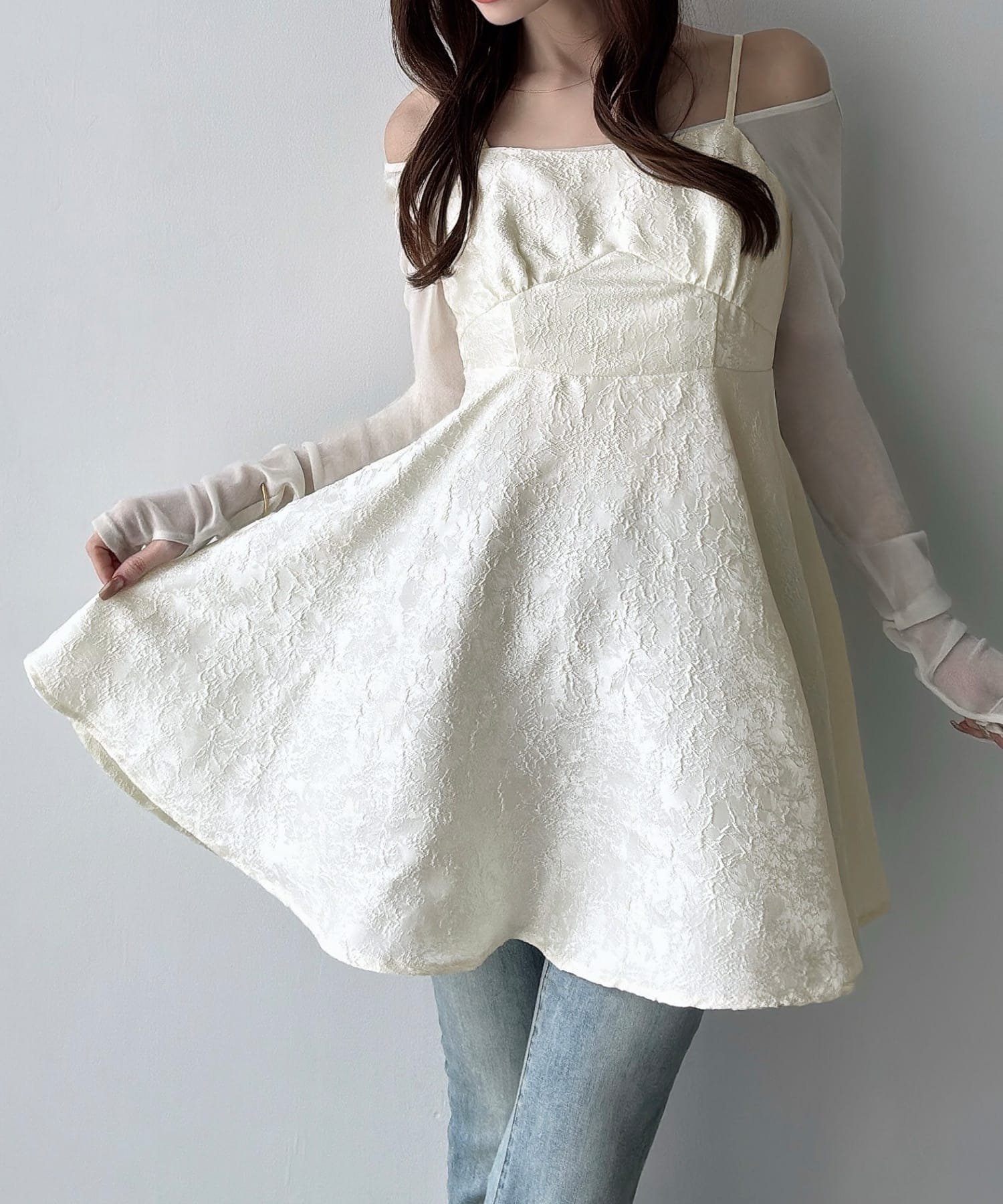 【ジュノア/JUNOAH】のMeiru ジャガードコルセットキャミチュニック インテリア・キッズ・メンズ・レディースファッション・服の通販 founy(ファウニー) 　ファッション　Fashion　レディースファッション　Fashion for Women　トップス・カットソー　Cut & Sew Tops　キャミソール&ノースリーブ　Camisoles & Sleeveless Tops　ウォッシュ　Washed Finish　タンブラー　Tumbler, Travel Mug　ダメージ　Distressed, Destroyed　ネップ　Nepp, Slub Yarn　プリント　Print, Printed Pattern　おすすめ　Recommended / Our Picks　アイボリー|ID: prp329100004976810 ipo3291000000037303094