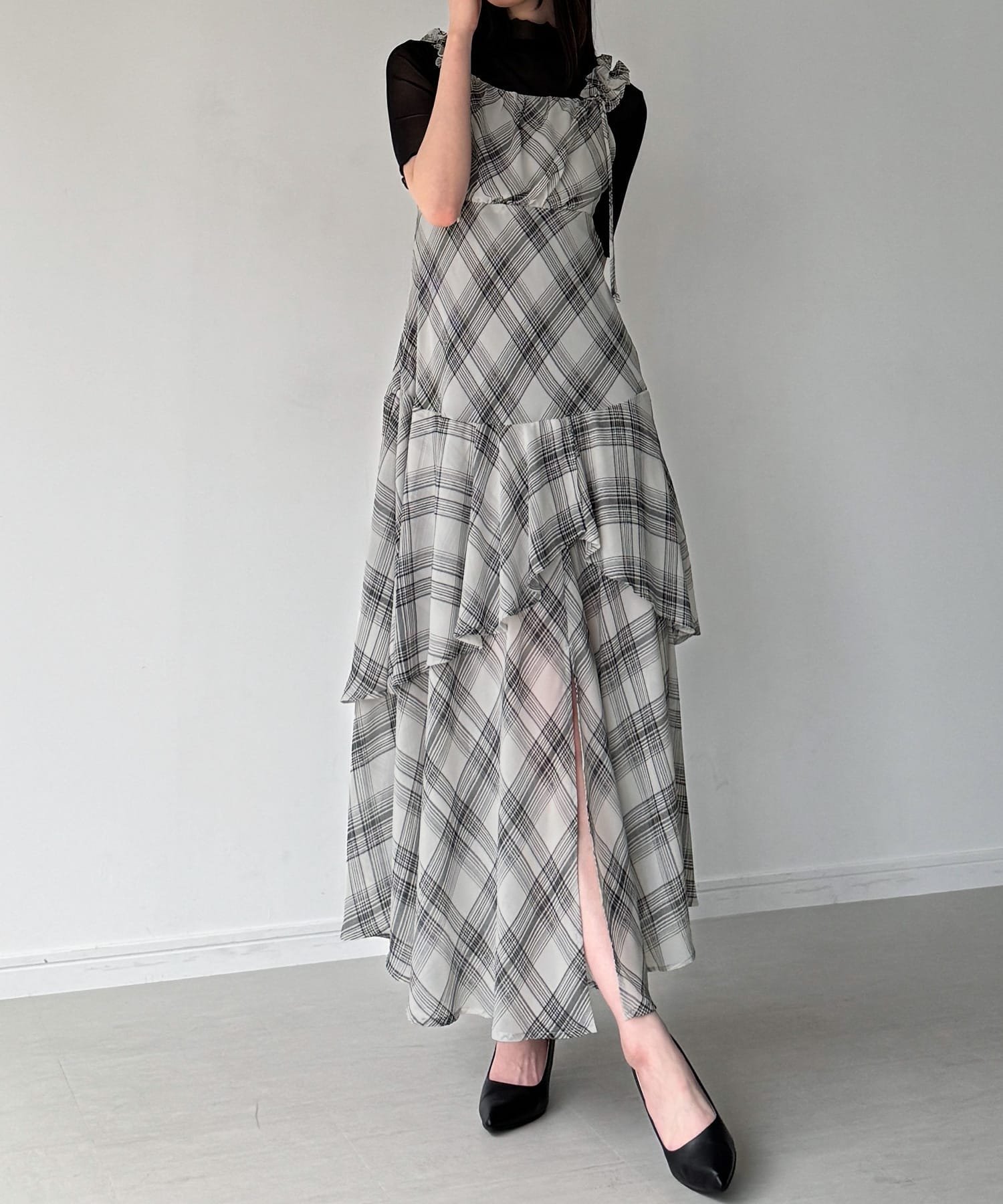 【ジュノア/JUNOAH】のチェックキャミワンピース インテリア・キッズ・メンズ・レディースファッション・服の通販 founy(ファウニー) 　ファッション　Fashion　レディースファッション　Fashion for Women　ワンピース　Dresses　キャミソールワンピース　Camisole Dresses　ウォッシュ　Washed Finish　タンブラー　Tumbler, Travel Mug　ダメージ　Distressed, Destroyed　ネップ　Nepp, Slub Yarn　プリント　Print, Printed Pattern　おすすめ　Recommended / Our Picks　ホワイト|ID: prp329100004976812 ipo3291000000037303102