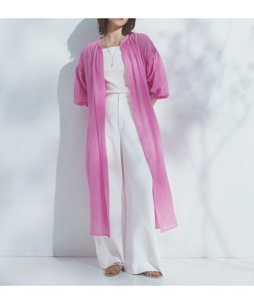 【ストロベリーフィールズ/STRAWBERRY FIELDS】のシャーリングボイルワンピース インテリア・キッズ・メンズ・レディースファッション・服の通販 founy(ファウニー) 　ファッション　Fashion　レディースファッション　Fashion for Women　ワンピース　Dresses　ピンク|ID: prp329100004976840 ipo3291000000037303204