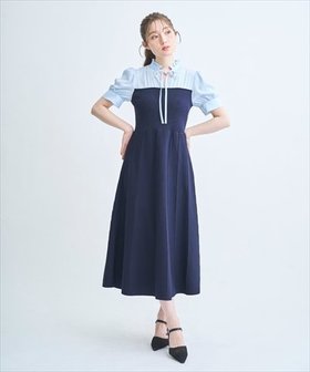 【スウィングル/Swingle】の【4/3(Fri)発売】フリル衿ニットドッキングワンピース 大人の最旬トレンドファッション＆コーディネート founy(ファウニー) ファッション Fashion レディースファッション Fashion for Women ワンピース Dresses クラシカル Classical, Vintage-Inspired ドッキング Docking, Mixed Material フィット Fit, Slim Fit フリル Frill, Ruffle フレア Flare, Flared リボン Ribbon, Bow エレガント 上品 Elegant |ID:prp329100004976862
