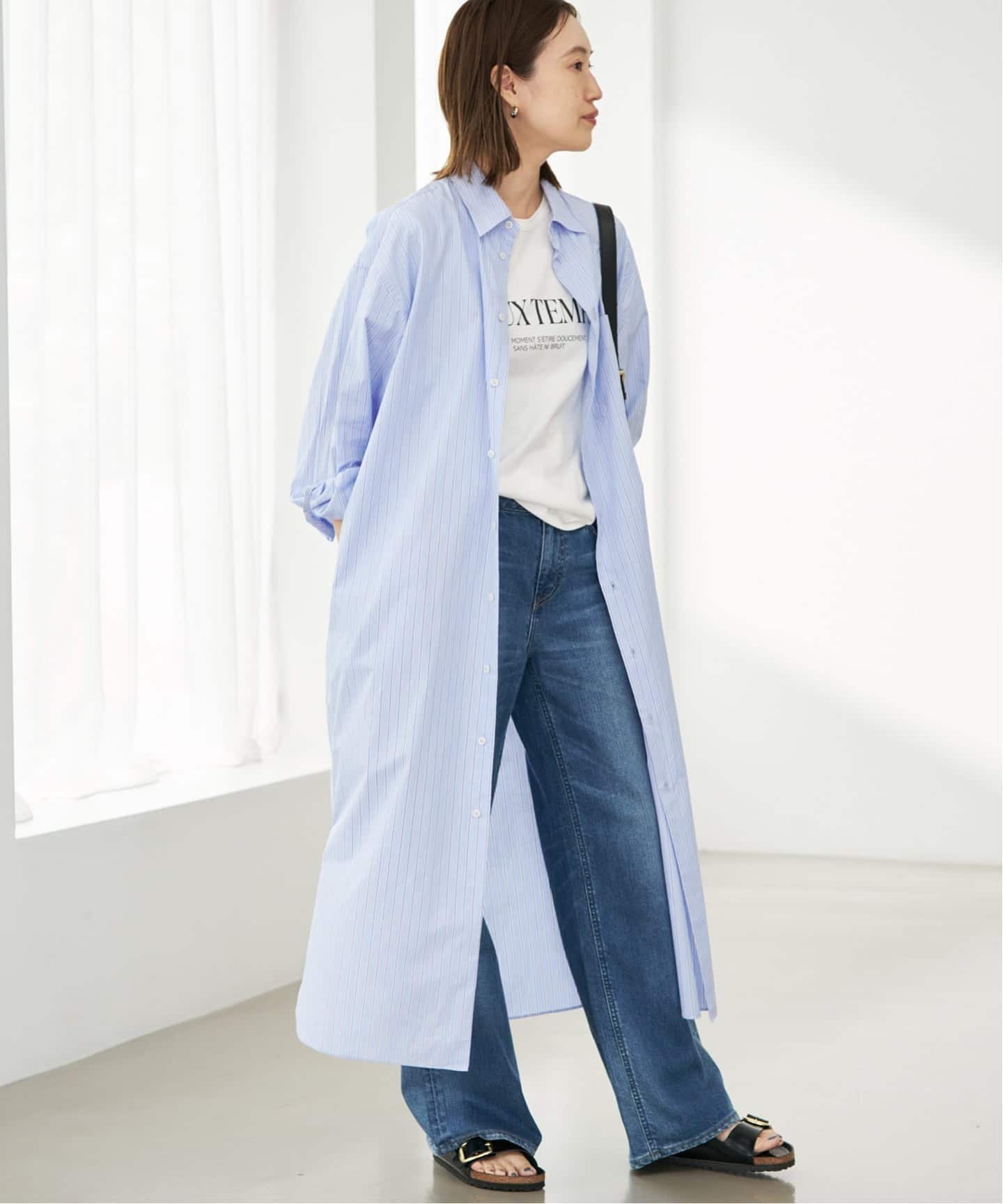【スローブ イエナ/SLOBE IENA】のファインブロードEXロングシャツワンピース インテリア・キッズ・メンズ・レディースファッション・服の通販 founy(ファウニー) 　ファッション　Fashion　レディースファッション　Fashion for Women　ワンピース　Dresses　シャツワンピース / 1枚で着映えコーデ　Shirt Dresses　2026年　2026　2026春夏・S/S　Spring/Summer 2026 SS26　おすすめ　Recommended / Our Picks　なめらか　Smooth, Silky Texture　ストライプ　Stripe, Striped Pattern　スリット　Slit, Slit Detail　ブロード　Broadcloth, Fine Cotton　ペチコート　Petticoat, Underskirt　リラックス　Relax, Relaxed Fit　レギンス　Leggings, Stretch Pants　ロング　Long, Long-Length　春　Spring　サックスブルー|ID: prp329100004976868 ipo3291000000037303303