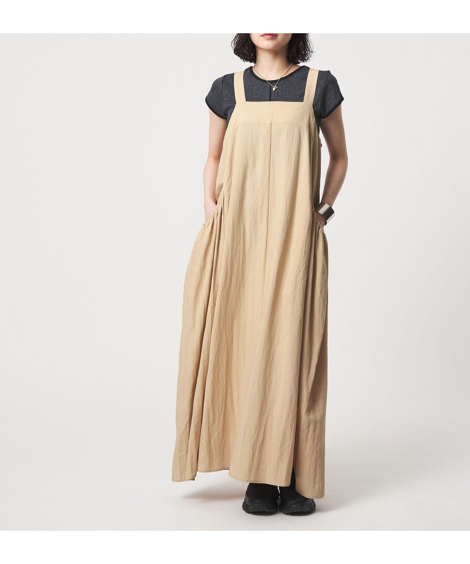 【シテン/CITEN】のCITEN ボリュームノースリーブワンピース インテリア・キッズ・メンズ・レディースファッション・服の通販 founy(ファウニー) 　ファッション　Fashion　レディースファッション　Fashion for Women　ワンピース　Dresses　コンパクト　Compact, Small Size　シンプル　Simple, Minimal　バランス　Balance, Style Balance　フィット　Fit, Slim Fit　夏　Summer　BEIGE|ID: prp329100004976869 ipo3291000000037303307