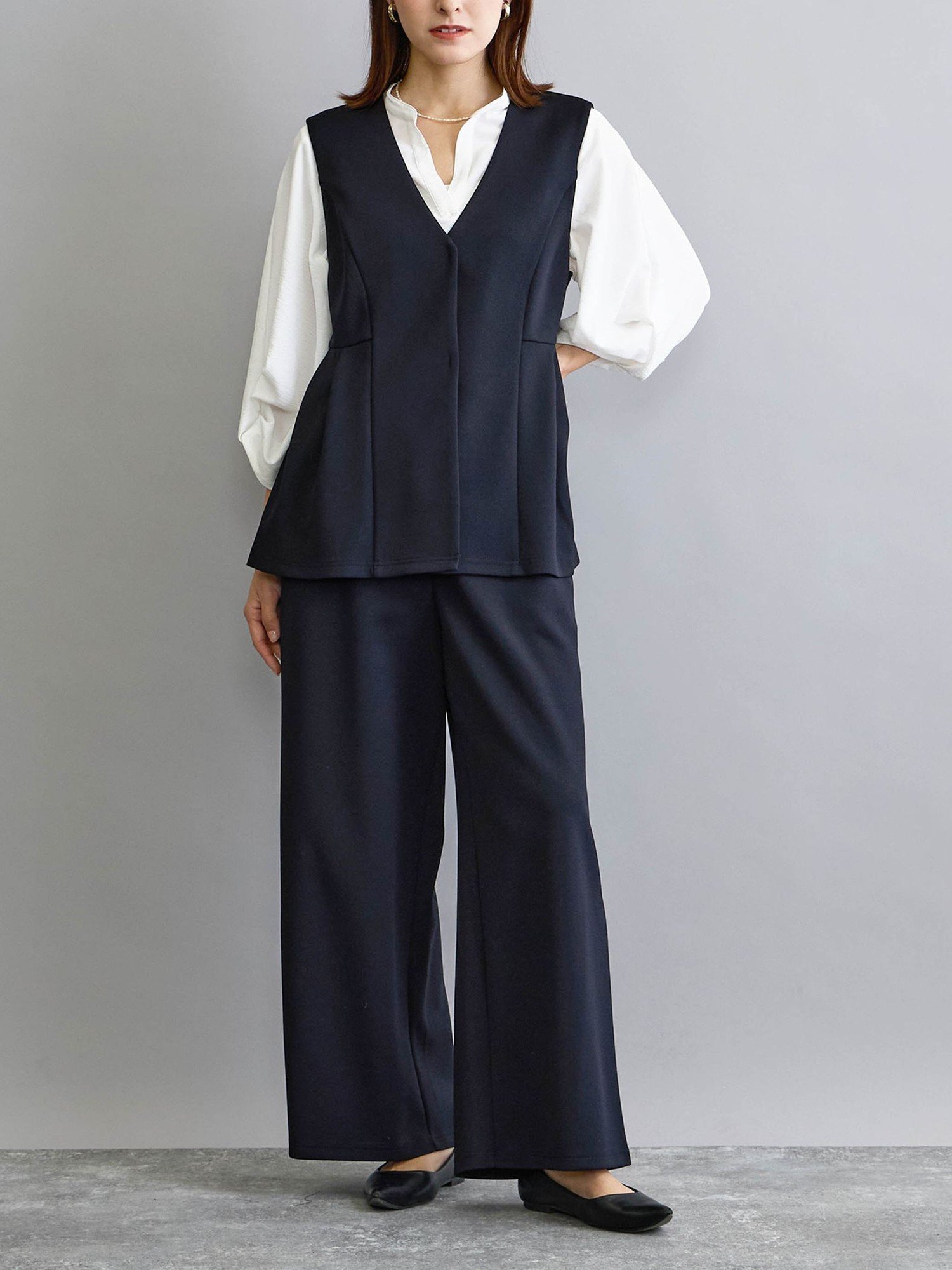 【ニコル クラブ/NICOLE CLUB】の【セットアップアイテム】 ジレ*タックパンツ インテリア・キッズ・メンズ・レディースファッション・服の通販 founy(ファウニー) 　ファッション　Fashion　レディースファッション　Fashion for Women　アウター　Coat / Outerwear Collection　セットアップ　Matching Sets　レディースパンツ・ボトムス　Pants & Trousers / Bottoms　ジャケット　Jacket, Outerwear　ジョーゼット　Georgette, Semi-Sheer Fabric　スマート　Smart, Elegant　セットアップ　Set-Up, Coordinated Outfit　セレモニー　Ceremony　ダウン　Down, Puffer　ベスト　Vest, Waistcoat　ワイド　Wide, Wide Fit　ビジネス 仕事 通勤　Business / Work / Commuting　67ネイビー|ID: prp329100004976884 ipo3291000000037303356