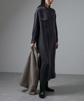 【サロン アダム エ ロペ/SALON adam et rope'】の24AW GENTLE SILKシャツワンピース【セットアップ対応】 大人の最旬トレンドファッション＆コーディネート founy(ファウニー) ファッション Fashion レディースファッション Fashion for Women ワンピース Dresses シャツワンピース / 1枚で着映えコーデ Shirt Dresses インナー Innerwear ヴィンテージ Vintage Style 洗える Machine Washable カーディガン Cardigan, Knitwear ガウン Gown, Robe サテン Satin, Glossy Fabric シルク Silk, 100% Silk シンプル Simple, Minimal スタンド Stand Collar, Upright Stand セットアップ Set-Up, Coordinated Outfit タンク Tank Top, Sleeveless Top タートル Turtleneck, Turtle Collar 定番 Standard, Basic Item なめらか Smooth, Silky Texture フロント Front, Front Design ポケット Pocket, Pocket Detail ロング Long, Long-Length 冬 Winter / This Winter 夏 Summer 2024年 2024 エレガント 上品 Elegant 2024-2025秋冬・A/W Autumn/Winter 2024–25 AW24–25 |ID:prp329100004976890