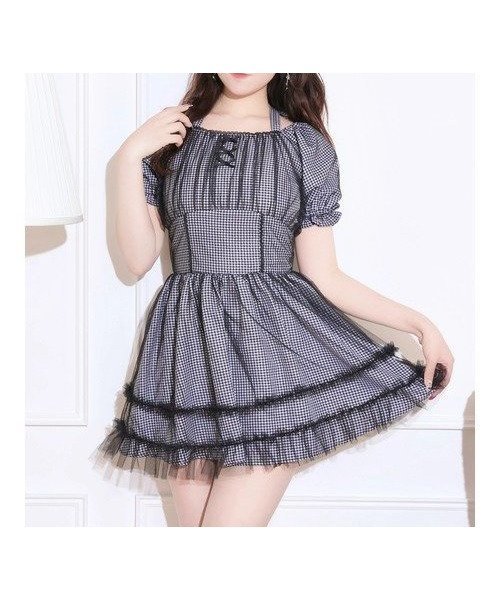 【ノエミ/NOEMIE】のドーリーチュールフリルバックリボンワンピース インテリア・キッズ・メンズ・レディースファッション・服の通販 founy(ファウニー) 　ファッション　Fashion　レディースファッション　Fashion for Women　ワンピース　Dresses　ギンガム　Gingham, Gingham Fabric　チュール　Tulip, Tulip Motif　フリル　Frill, Ruffle　リボン　Ribbon, Bow　レース　Lace, Lace Fabric　A柄|ID: prp329100004976915 ipo3291000000037303456