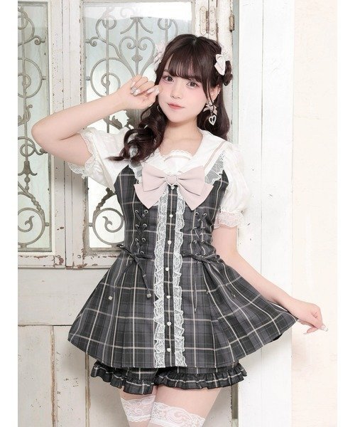 【ノエミ/NOEMIE】のキラキラレースアップセーラーセットアップ インテリア・キッズ・メンズ・レディースファッション・服の通販 founy(ファウニー) 　ファッション　Fashion　レディースファッション　Fashion for Women　セットアップ　Matching Sets　ガーリー　Girly, Feminine Style　ショート　Short, Short Length　セットアップ　Set-Up, Coordinated Outfit　ビジュー　Bijou, Jewel-like Accent　リボン　Ribbon, Bow　レース　Lace, Lace Fabric　A柄|ID: prp329100004976920 ipo3291000000037303476