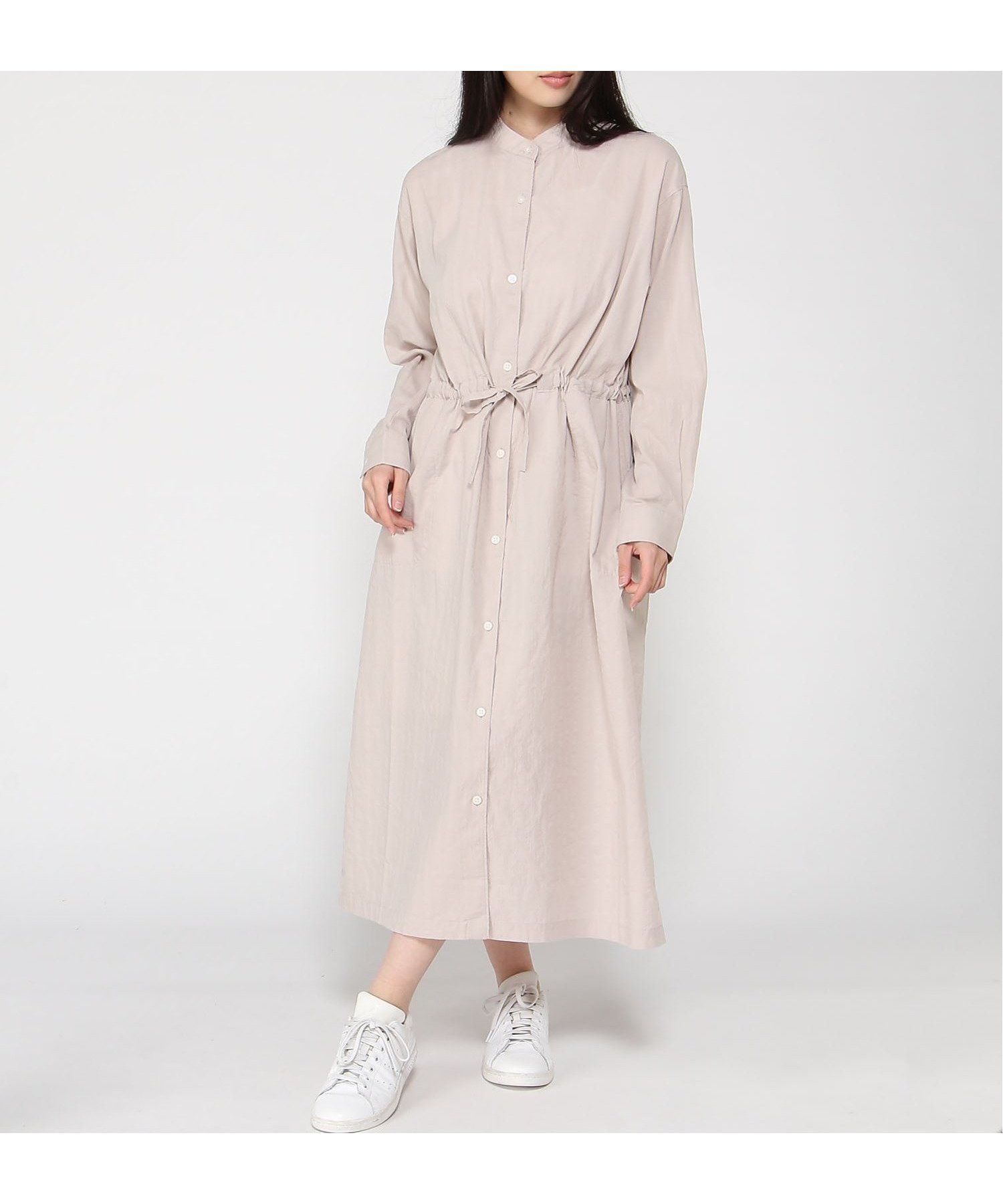 【クロコダイル/CROCODILE】のCROCODILE CODE/ドビーストライプ シャツワンピース インテリア・キッズ・メンズ・レディースファッション・服の通販 founy(ファウニー) 　ファッション　Fashion　レディースファッション　Fashion for Women　ワンピース　Dresses　シャツワンピース / 1枚で着映えコーデ　Shirt Dresses　イエロー　Yellow　ストライプ　Stripe, Striped Pattern　長袖　Long Sleeve, Full Sleeve　ベージュ|ID: prp329100004976931 ipo3291000000037303514