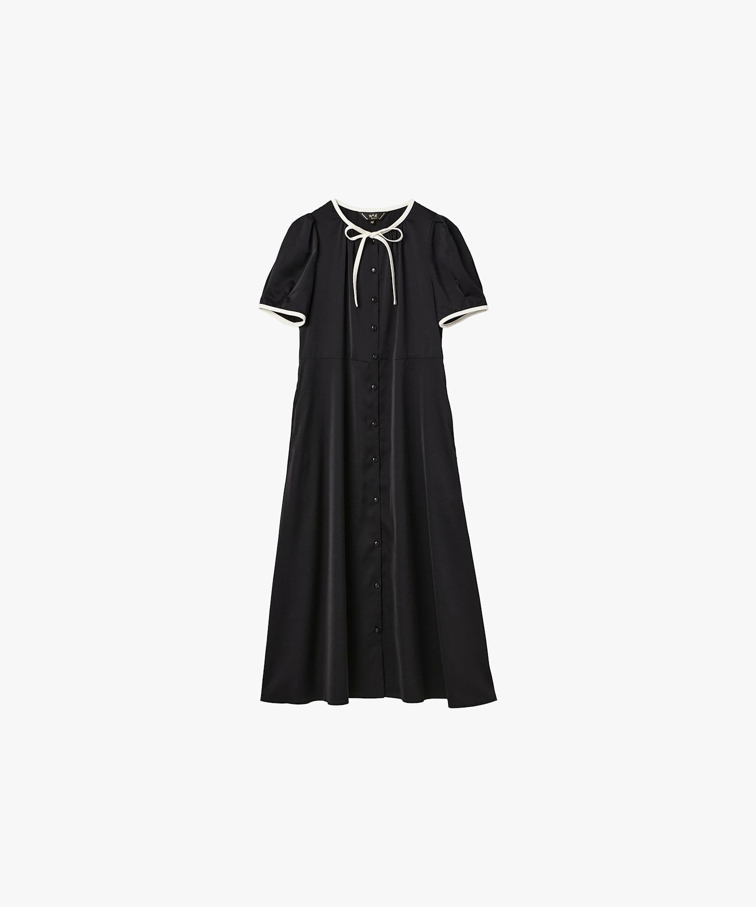 【アニエスベー ファム/agnes b. FEMME】のWEBスペシャル ポリエステル バイカラー 半袖 ワンピース インテリア・キッズ・メンズ・レディースファッション・服の通販 founy(ファウニー) 　ファッション　Fashion　レディースファッション　Fashion for Women　ワンピース　Dresses　スペシャル　Special, Limited Edition　リボン　Ribbon, Bow　半袖　Short Sleeve, Half Sleeve　ブラック|ID: prp329100004976939 ipo3291000000037303541