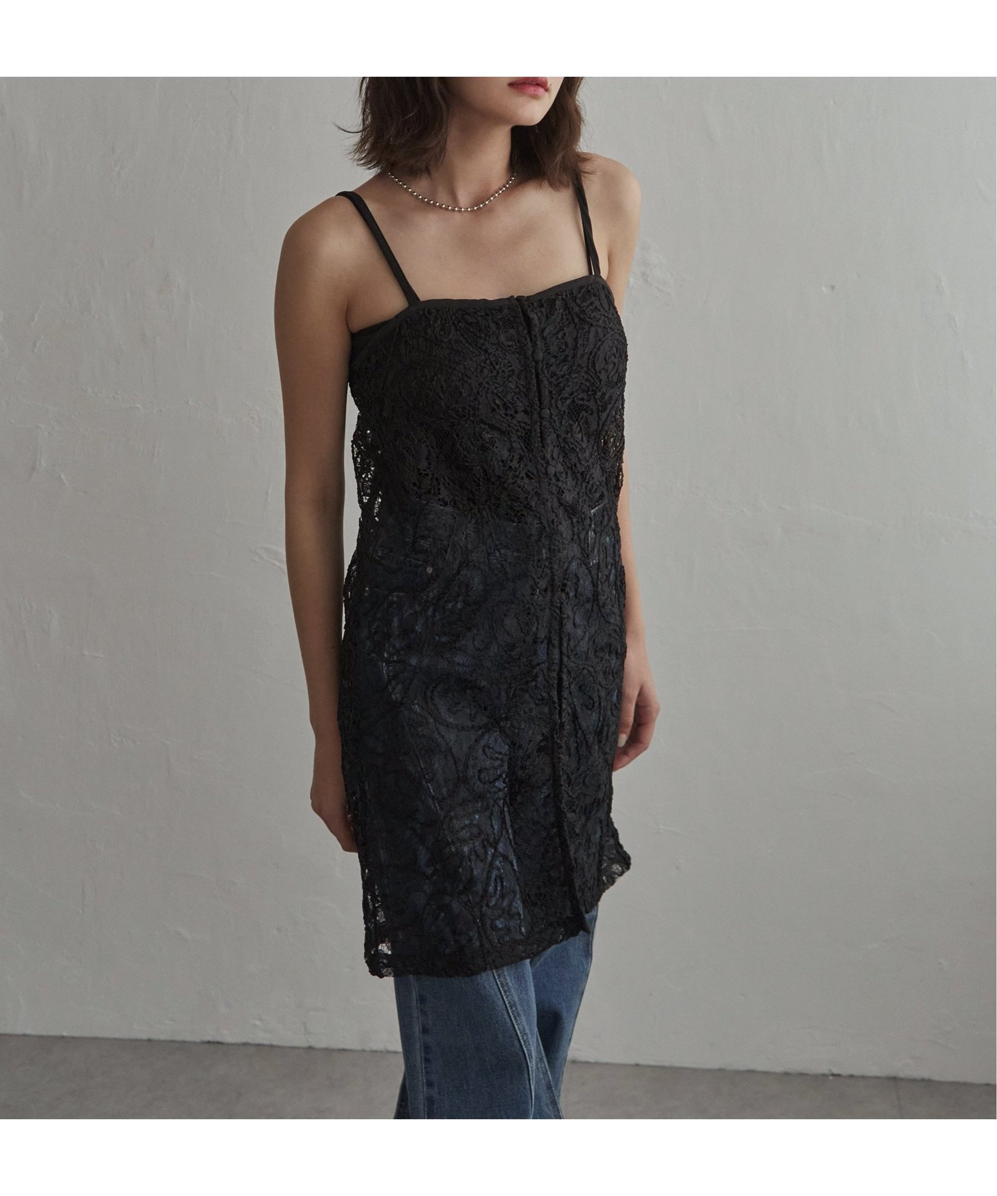 【ノッチ/notch】のジャガードレースキャミワンピース インテリア・キッズ・メンズ・レディースファッション・服の通販 founy(ファウニー) 　ファッション　Fashion　レディースファッション　Fashion for Women　ワンピース　Dresses　キャミソールワンピース　Camisole Dresses　シンプル　Simple, Minimal　スポーティ　Sporty, Casual Athletic　チュニック　Tunic, Long Top　デニム　Denim, Jeans Material　レース　Lace, Lace Fabric　ブラック|ID: prp329100004976945 ipo3291000000037303556