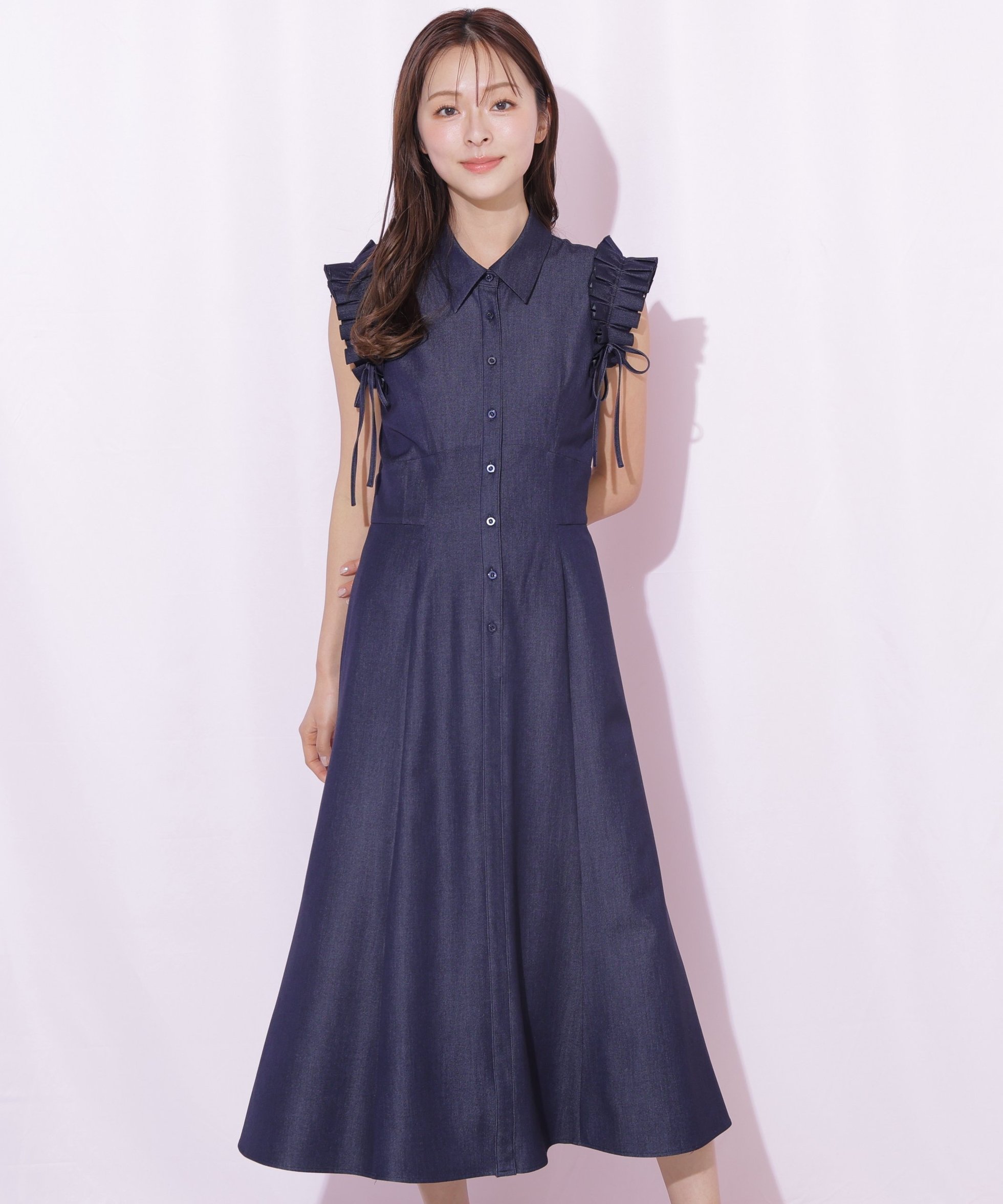 【ジルバイジルスチュアート/JILL by JILLSTUART】のショルダーフリルワンピース インテリア・キッズ・メンズ・レディースファッション・服の通販 founy(ファウニー) 　ファッション　Fashion　レディースファッション　Fashion for Women　ワンピース　Dresses　ストライプ　Stripe, Striped Pattern　スマート　Smart, Elegant　フリル　Frill, Ruffle　人気　Popular, Best Seller　夏　Summer　春　Spring　S/S・春夏　SS, Spring/Summer, Warm Season　ネイビー|ID: prp329100004976947 ipo3291000000037303564