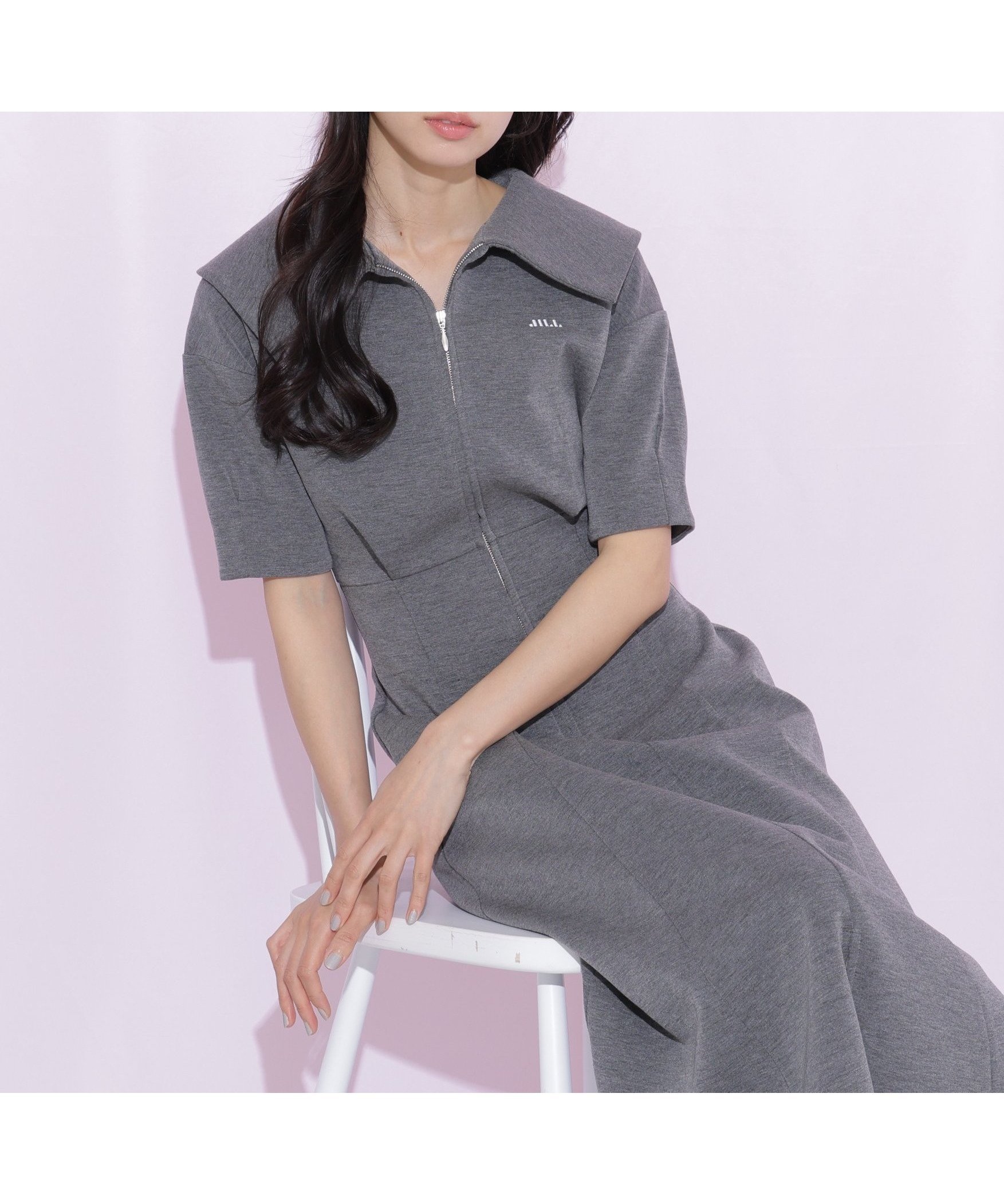 【ジルバイジルスチュアート/JILL by JILLSTUART】のビッグカラーダイバーロングワンピース インテリア・キッズ・メンズ・レディースファッション・服の通販 founy(ファウニー) 　ファッション　Fashion　レディースファッション　Fashion for Women　ワンピース　Dresses　スマート　Smart, Elegant　ビッグ　Big, Oversized　ロング　Long, Long-Length　エレガント 上品　Elegant　グレー|ID: prp329100004976949 ipo3291000000037303570