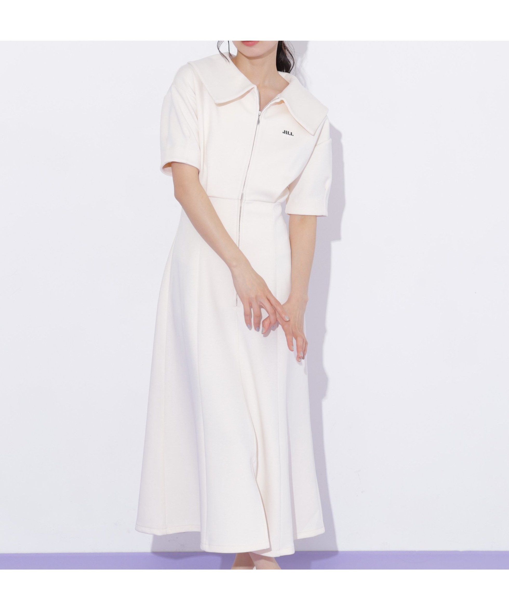 【ジルバイジルスチュアート/JILL by JILLSTUART】のビッグカラーダイバーロングワンピース インテリア・キッズ・メンズ・レディースファッション・服の通販 founy(ファウニー) 　ファッション　Fashion　レディースファッション　Fashion for Women　ワンピース　Dresses　スマート　Smart, Elegant　ビッグ　Big, Oversized　ロング　Long, Long-Length　エレガント 上品　Elegant　エクリュ|ID: prp329100004976949 ipo3291000000037303571