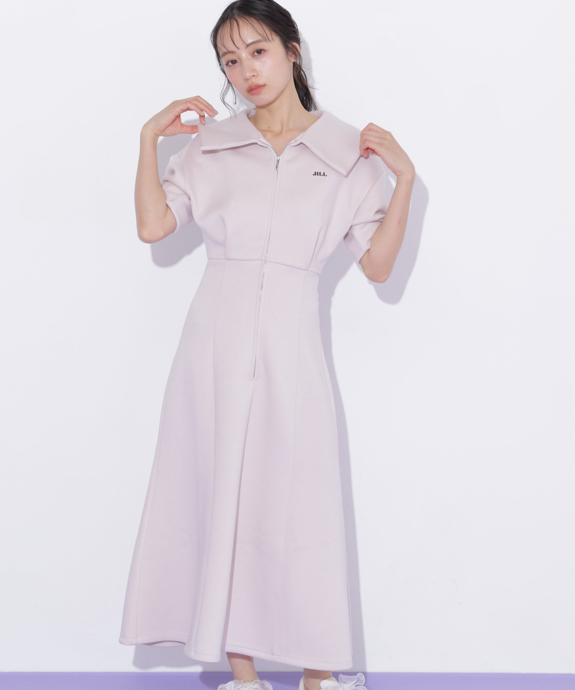 【ジルバイジルスチュアート/JILL by JILLSTUART】のビッグカラーダイバーロングワンピース インテリア・キッズ・メンズ・レディースファッション・服の通販 founy(ファウニー) 　ファッション　Fashion　レディースファッション　Fashion for Women　ワンピース　Dresses　スマート　Smart, Elegant　ビッグ　Big, Oversized　ロング　Long, Long-Length　エレガント 上品　Elegant　ピンク|ID: prp329100004976949 ipo3291000000037303572
